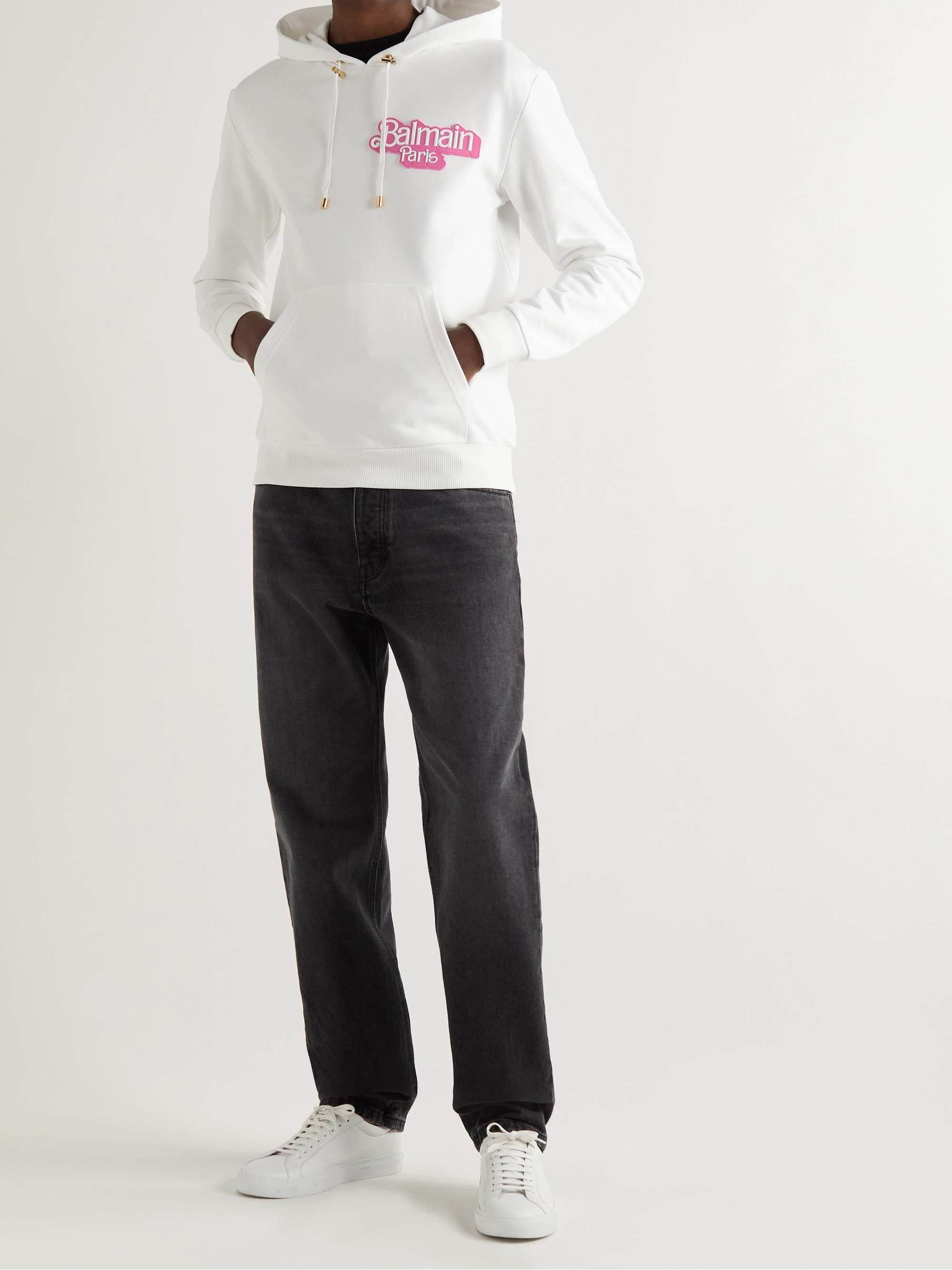 BALMAIN + Barbie Logo-Print Cotton-Jersey Hoodie