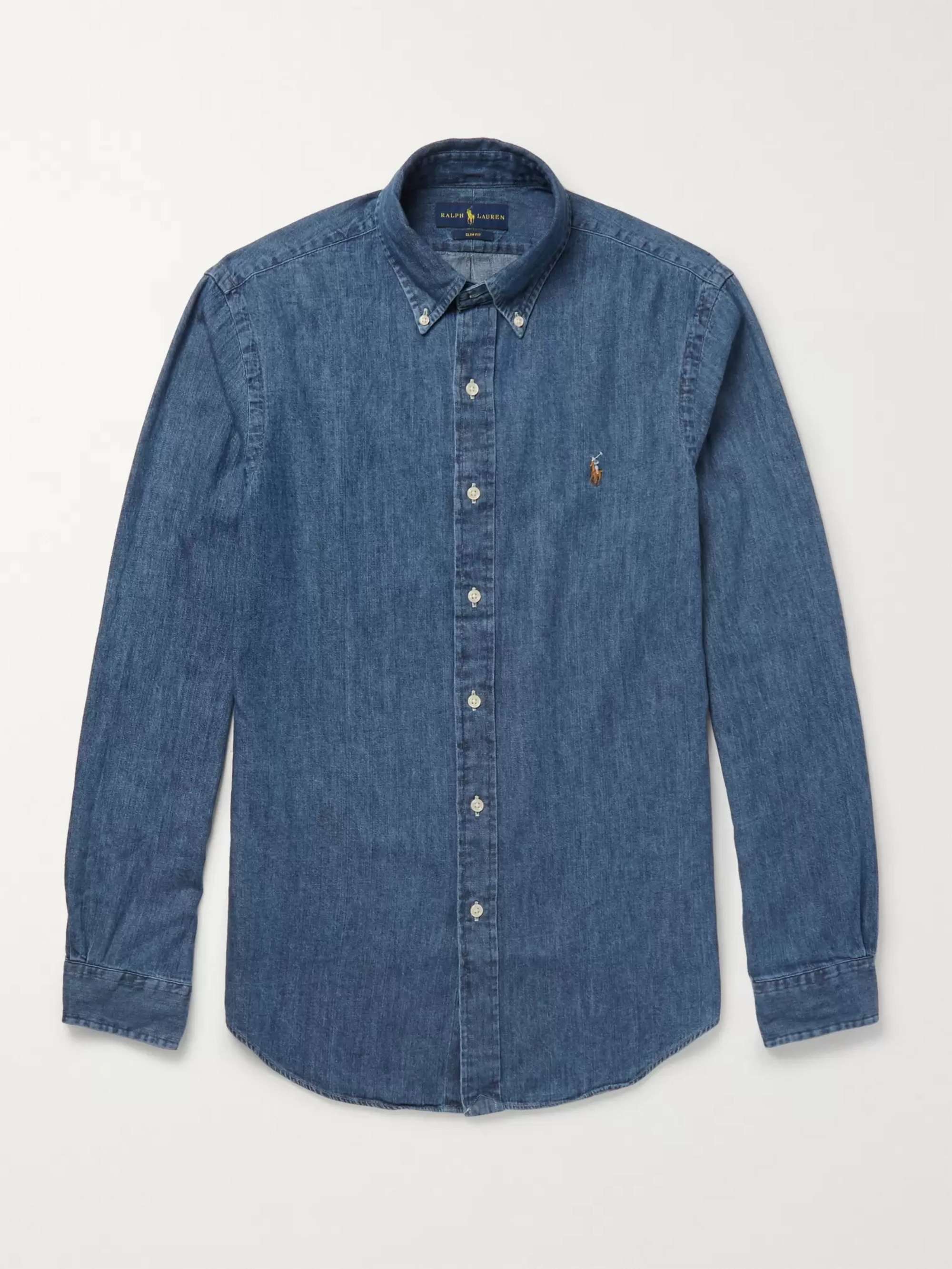 bodem kan niet zien helder POLO RALPH LAUREN Slim-Fit Button-Down Collar Washed-Denim Shirt | MR PORTER