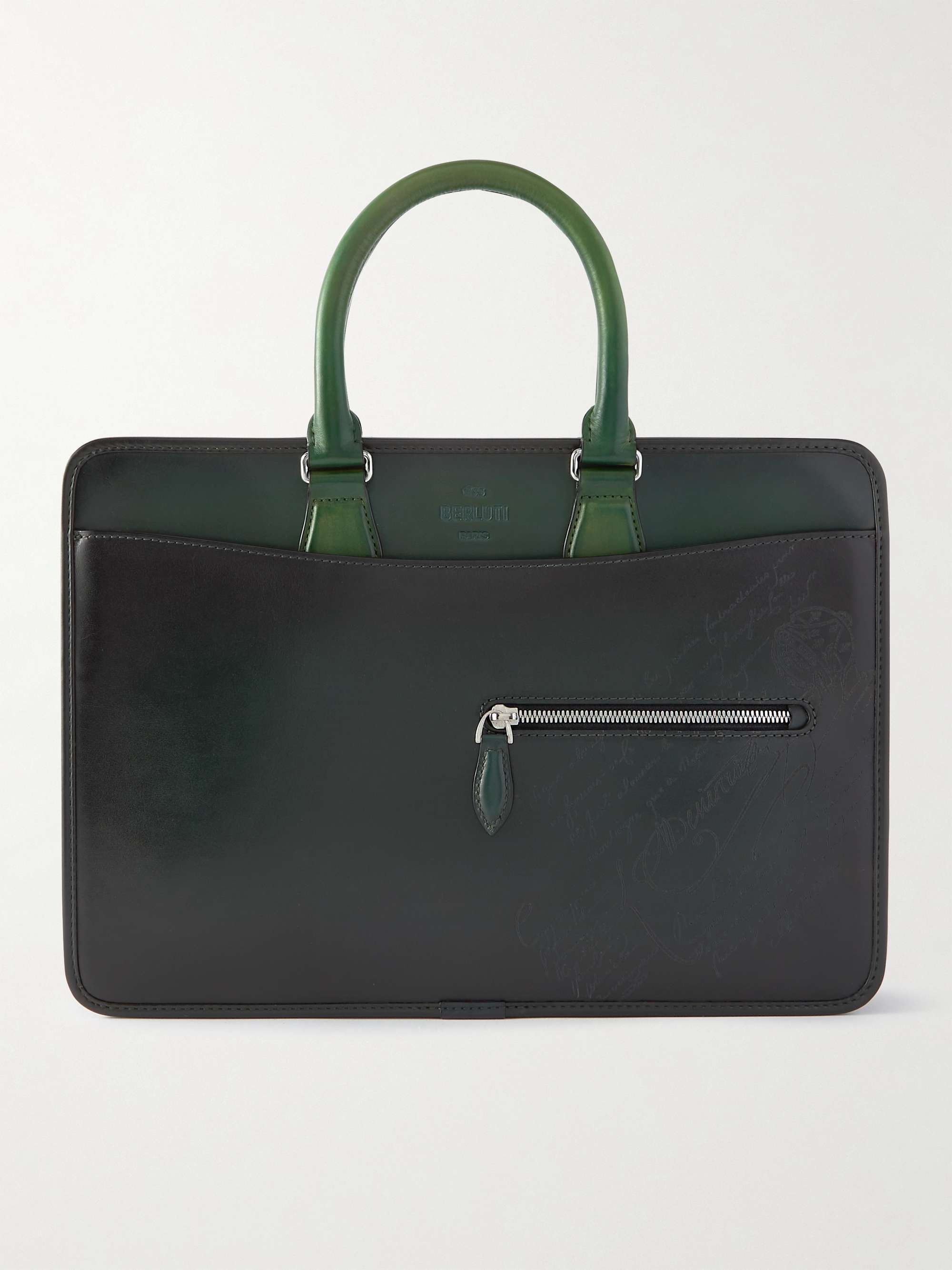 Two-Tone Scritto Leather Briefcase
