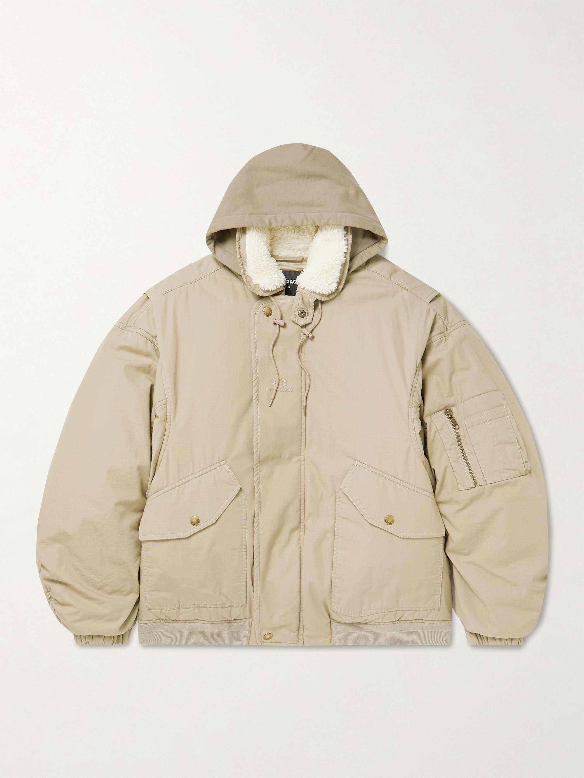 Padded Cotton-Ripstop and Jersey Hooded Bomber Jacket