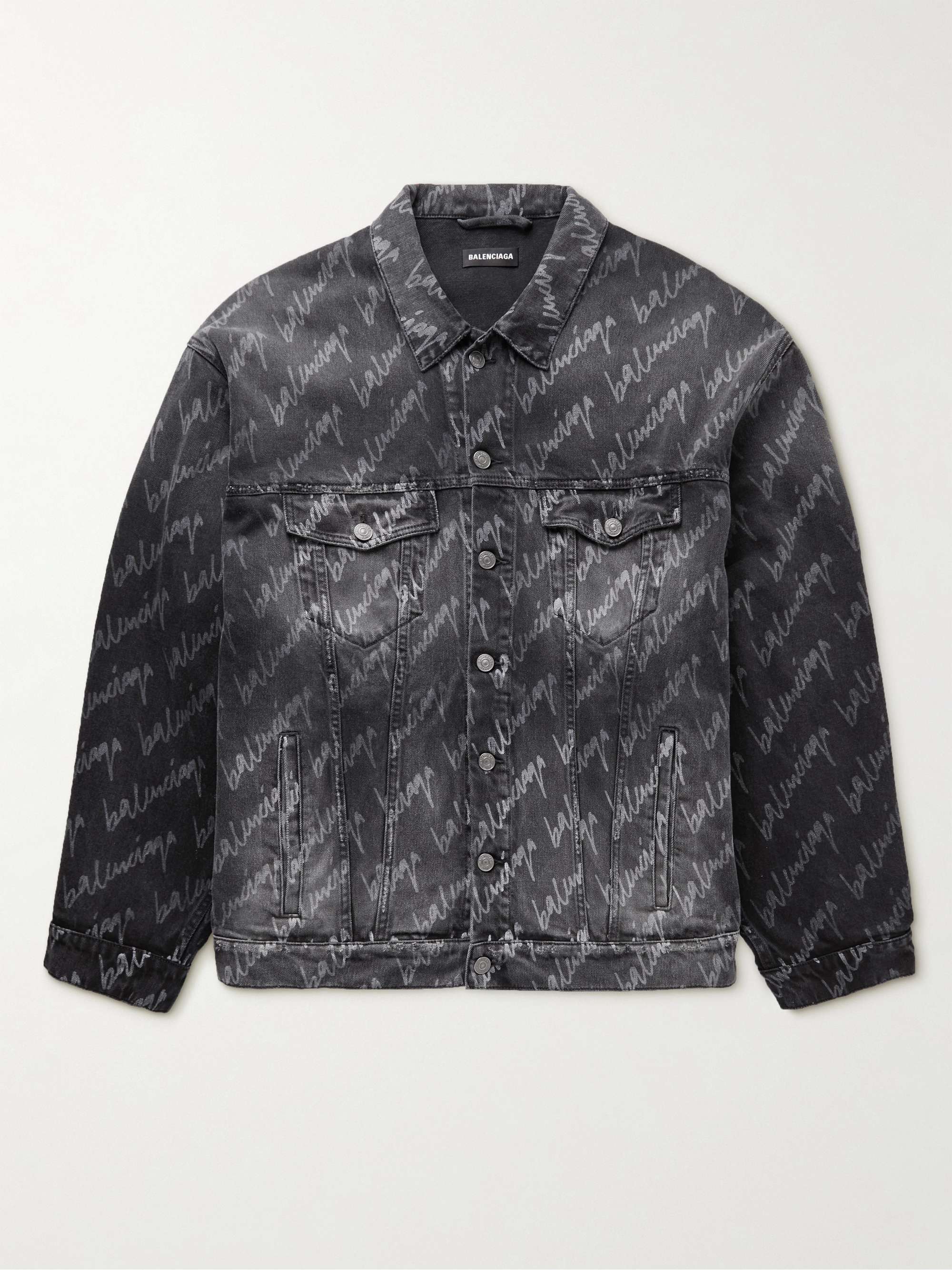 Balenciaga logo-print Washed Denim Jacket - Farfetch