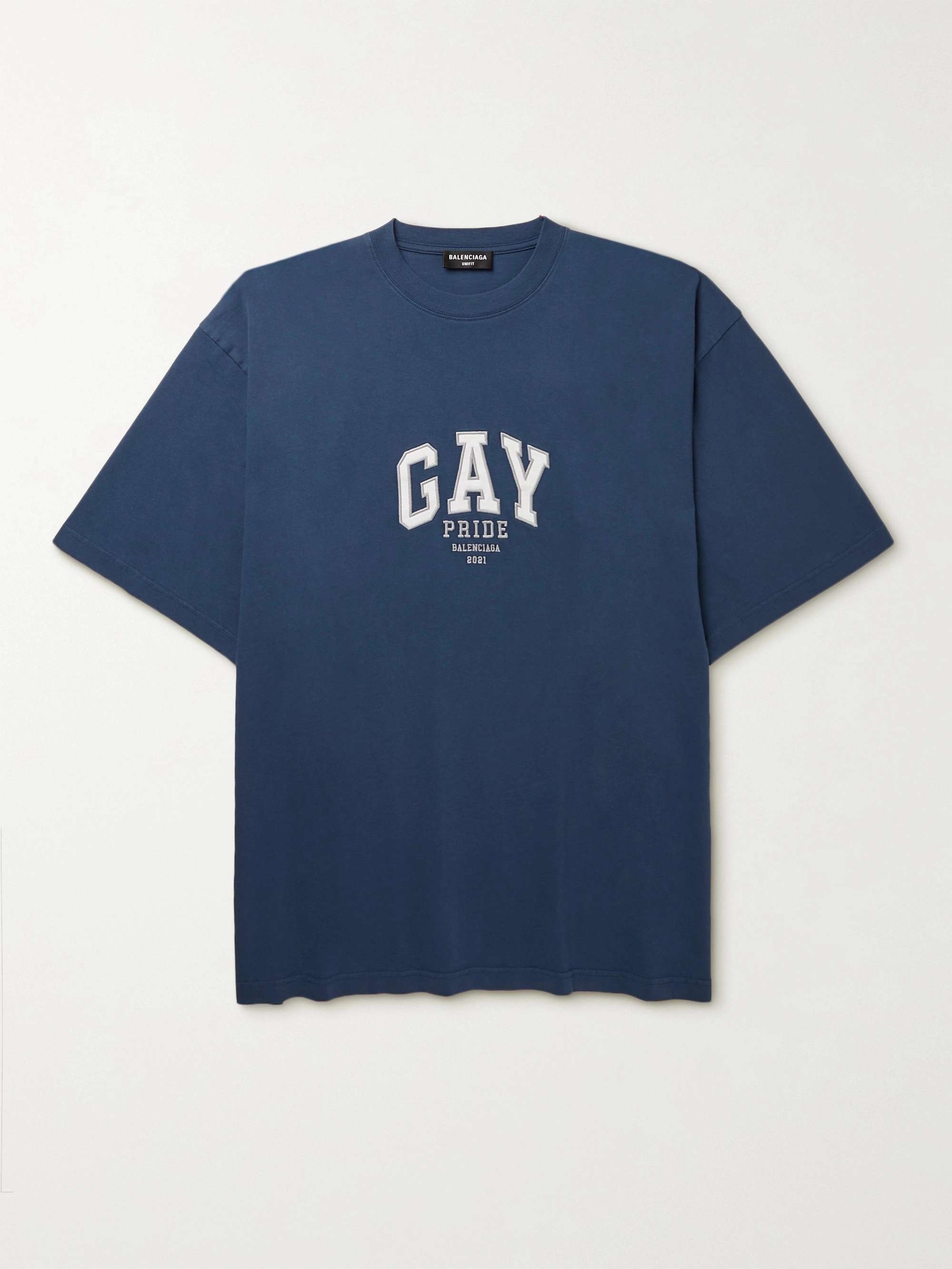 BALENCIAGA Appliquéd Cotton-Jersey T-Shirt for Men | MR PORTER