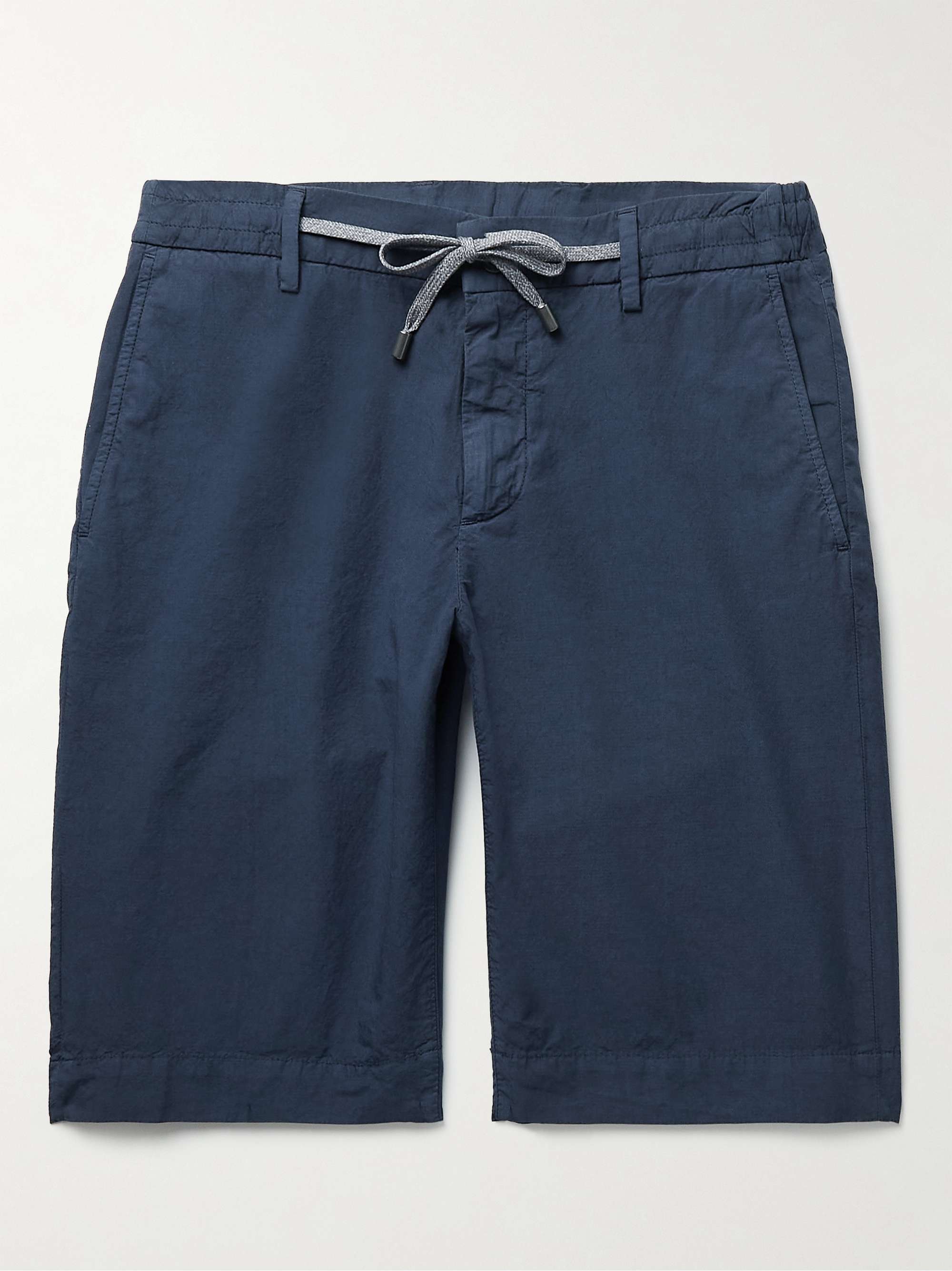 CANALI Straight-Leg Cotton-Seersucker Drawstring Shorts
