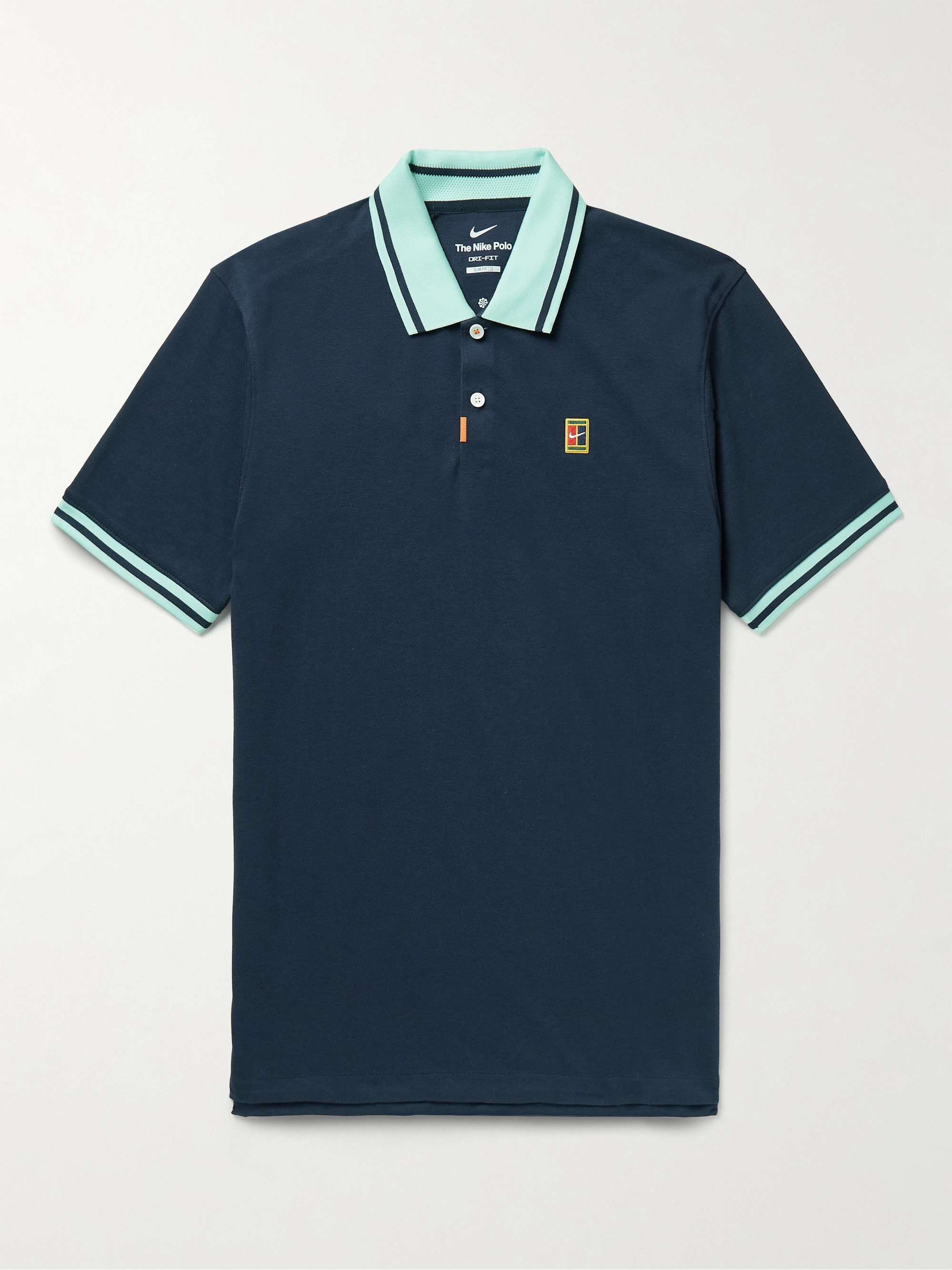 Navy Heritage Slim-Fit Colour-Block Dri-FIT Piqué Tennis Shirt | NIKE  TENNIS | MR PORTER