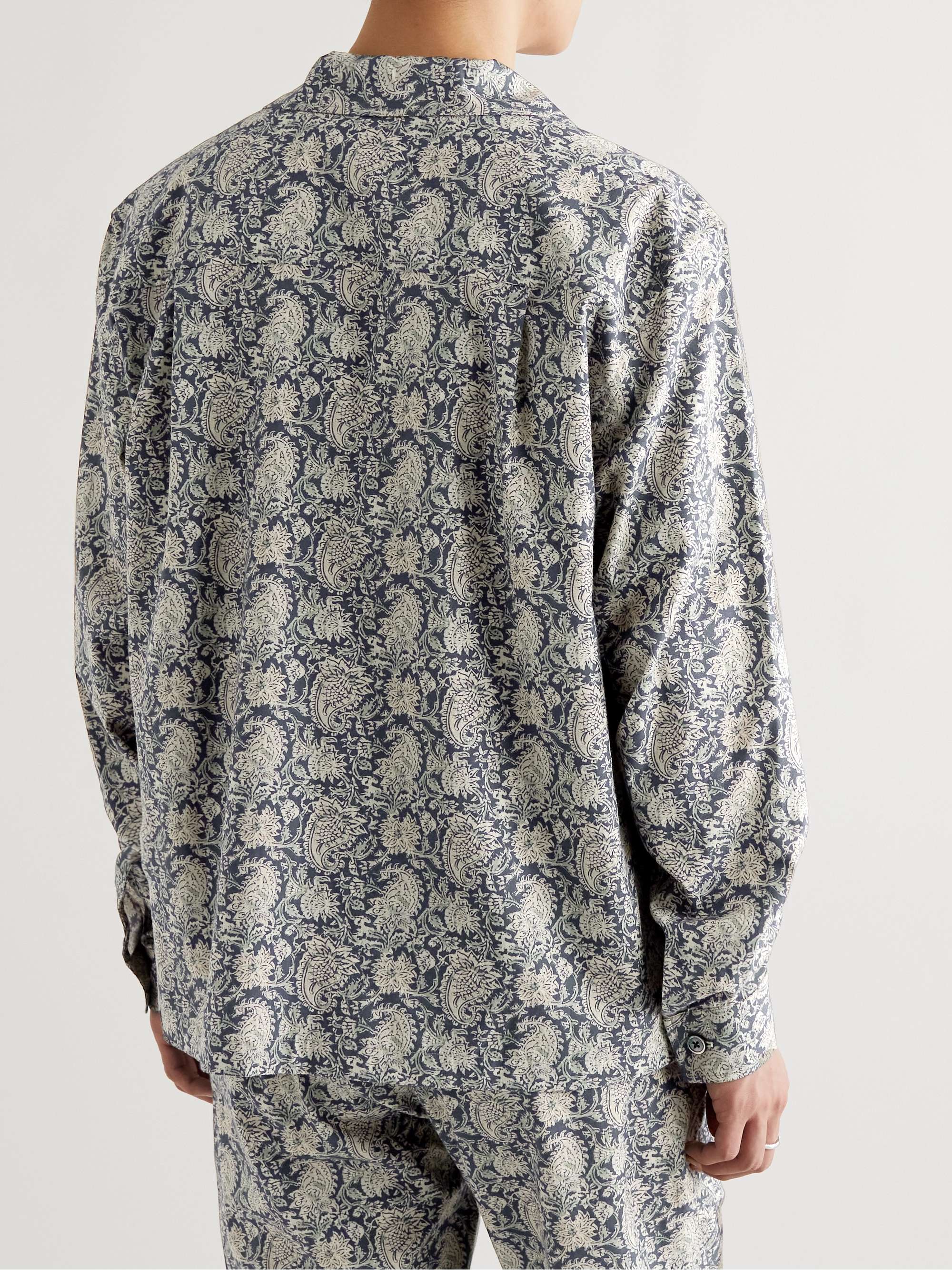 DE BONNE FACTURE Convertible-Collar Paisley-Print Linen Overshirt