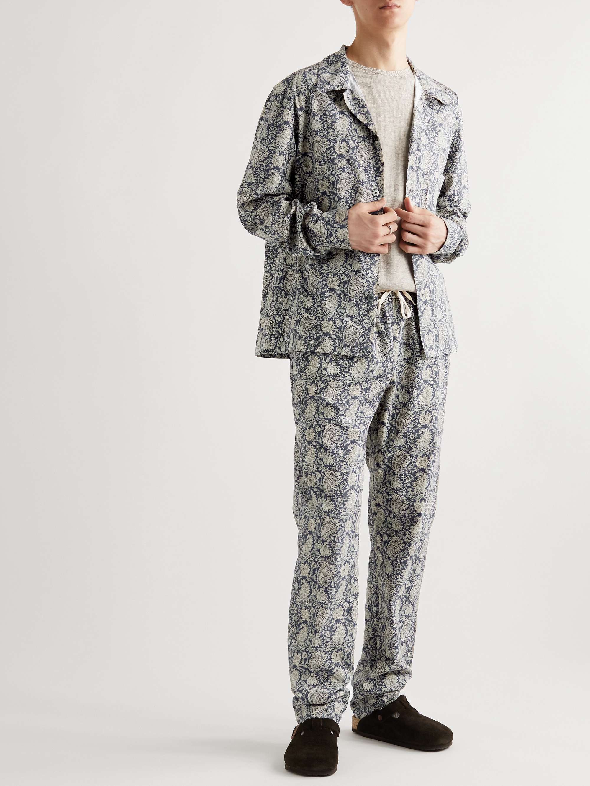 DE BONNE FACTURE Convertible-Collar Paisley-Print Linen Overshirt
