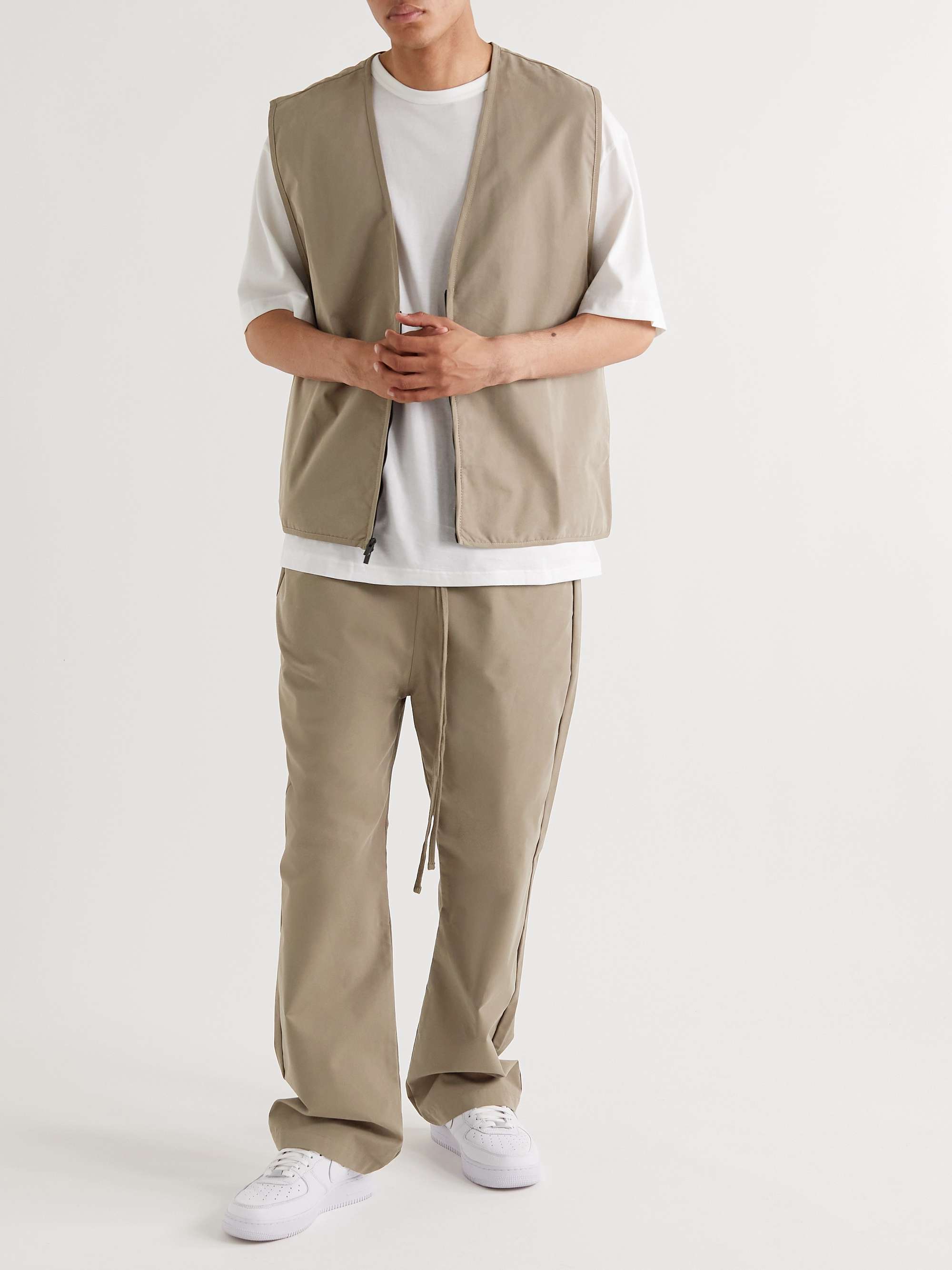 FEAR OF GOD ESSENTIALS Straight-Leg Logo-Appliquéd Cotton-Blend Drawstring Trousers