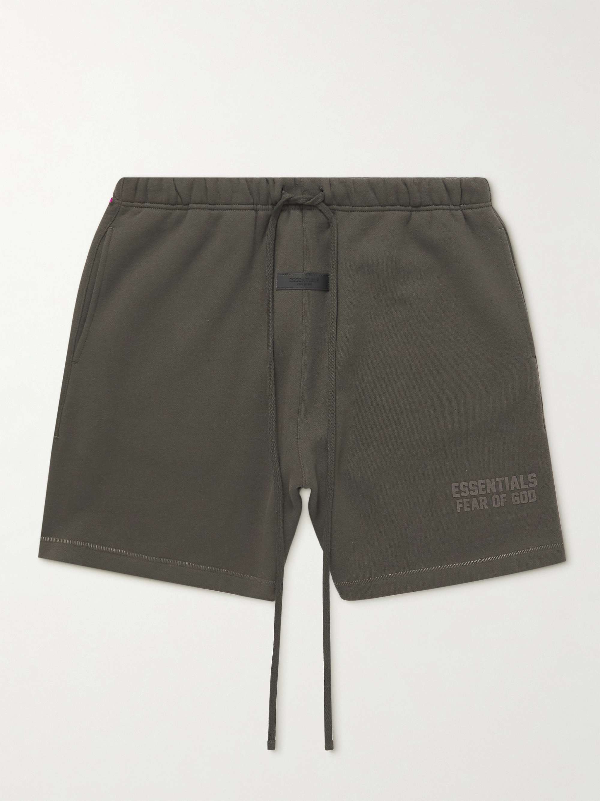 FEAR OF GOD ESSENTIALS Straight-Leg Logo-Flocked Cotton-Blend Jersey Drawstring Shorts