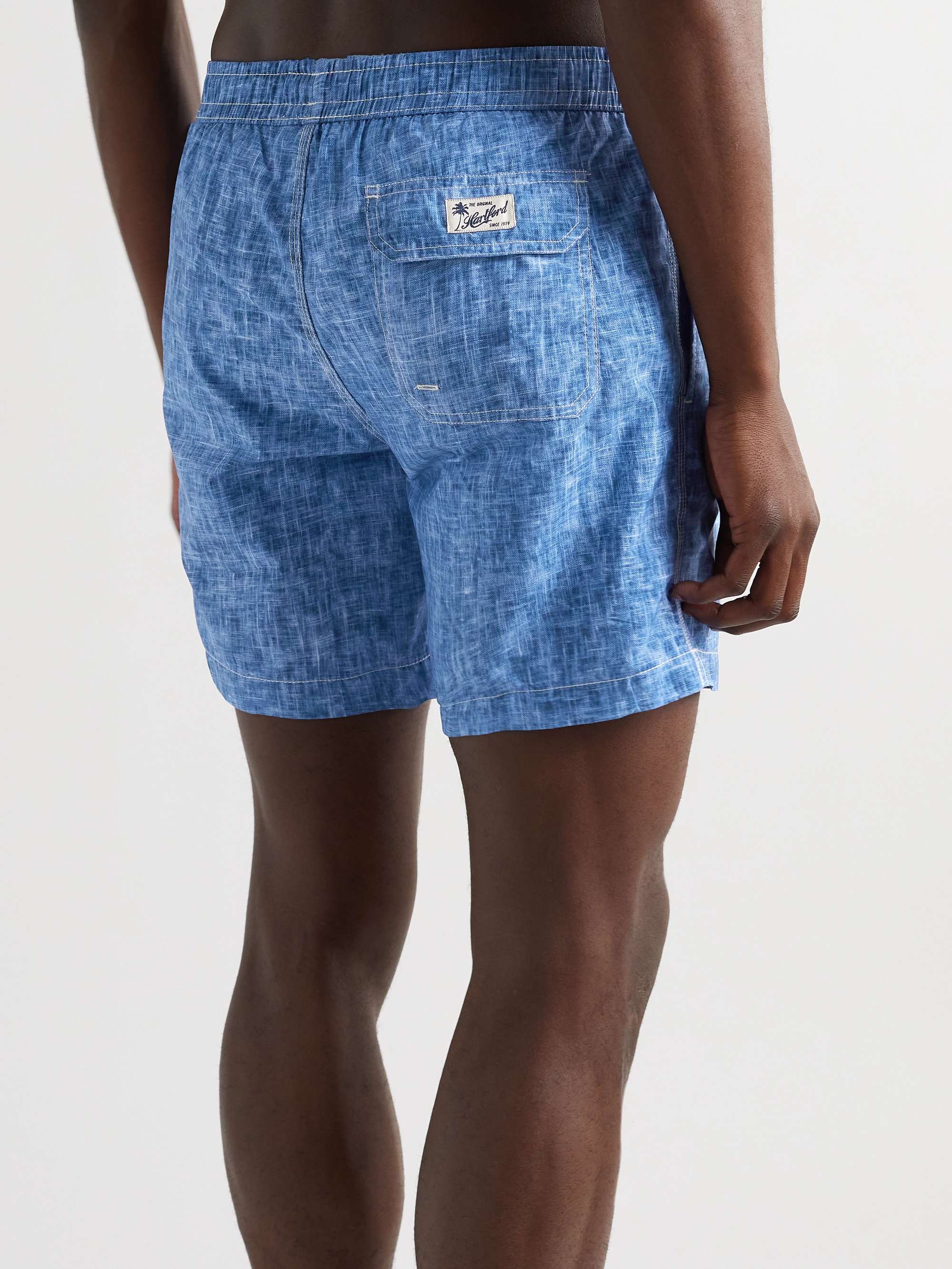 HARTFORD Slim-Fit Mid-Length Printed Swim Shorts