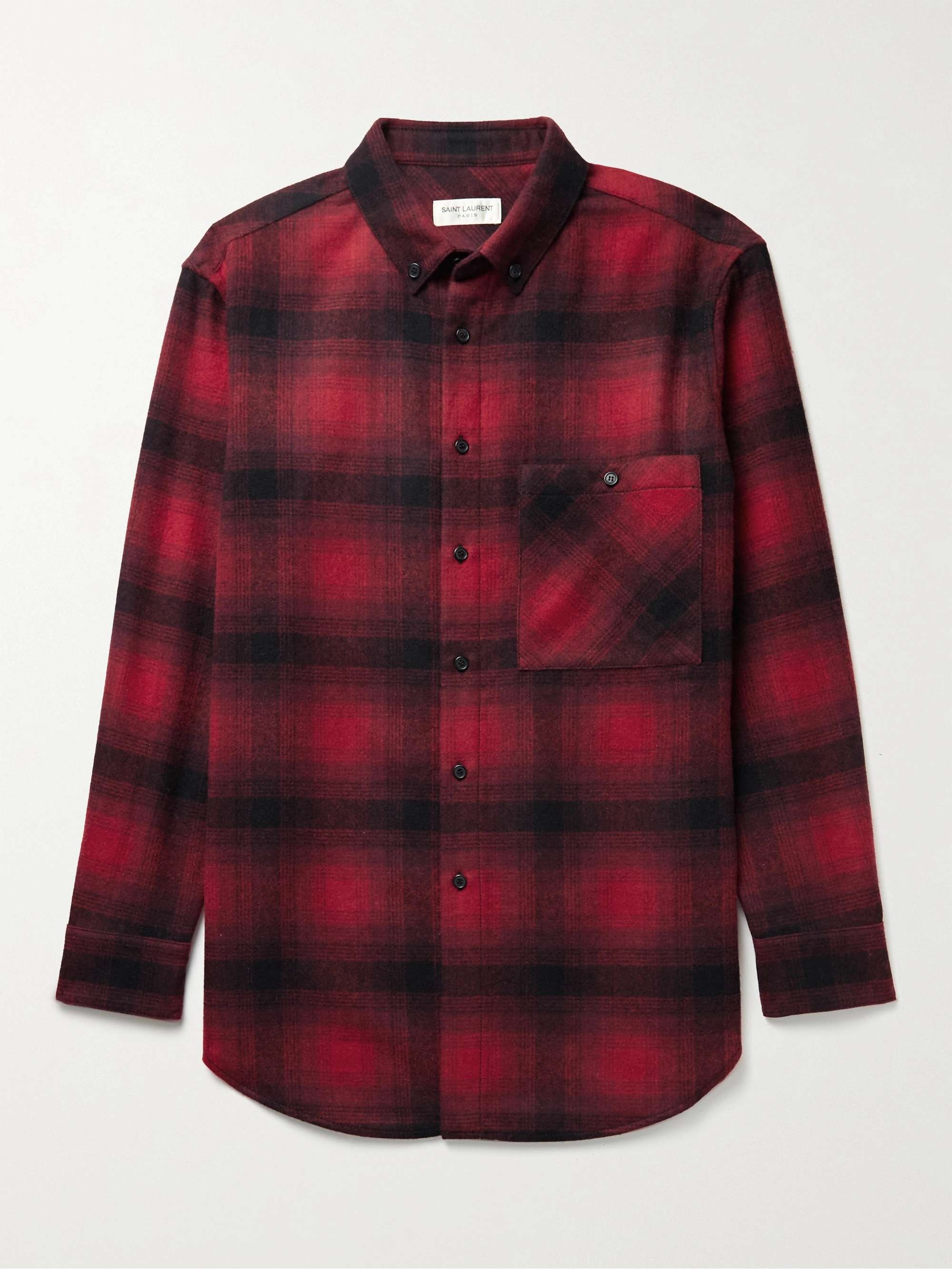 saint laurent red plaid shirt