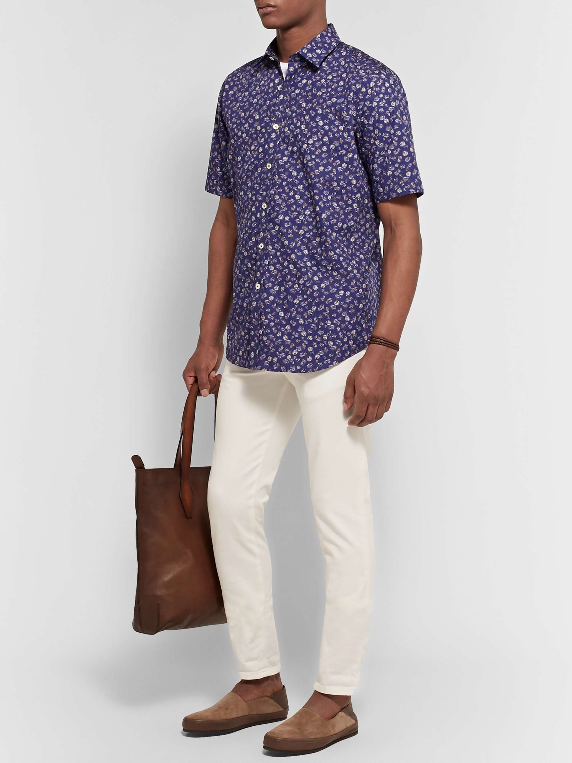 CANALI Printed Cotton-Poplin Shirt