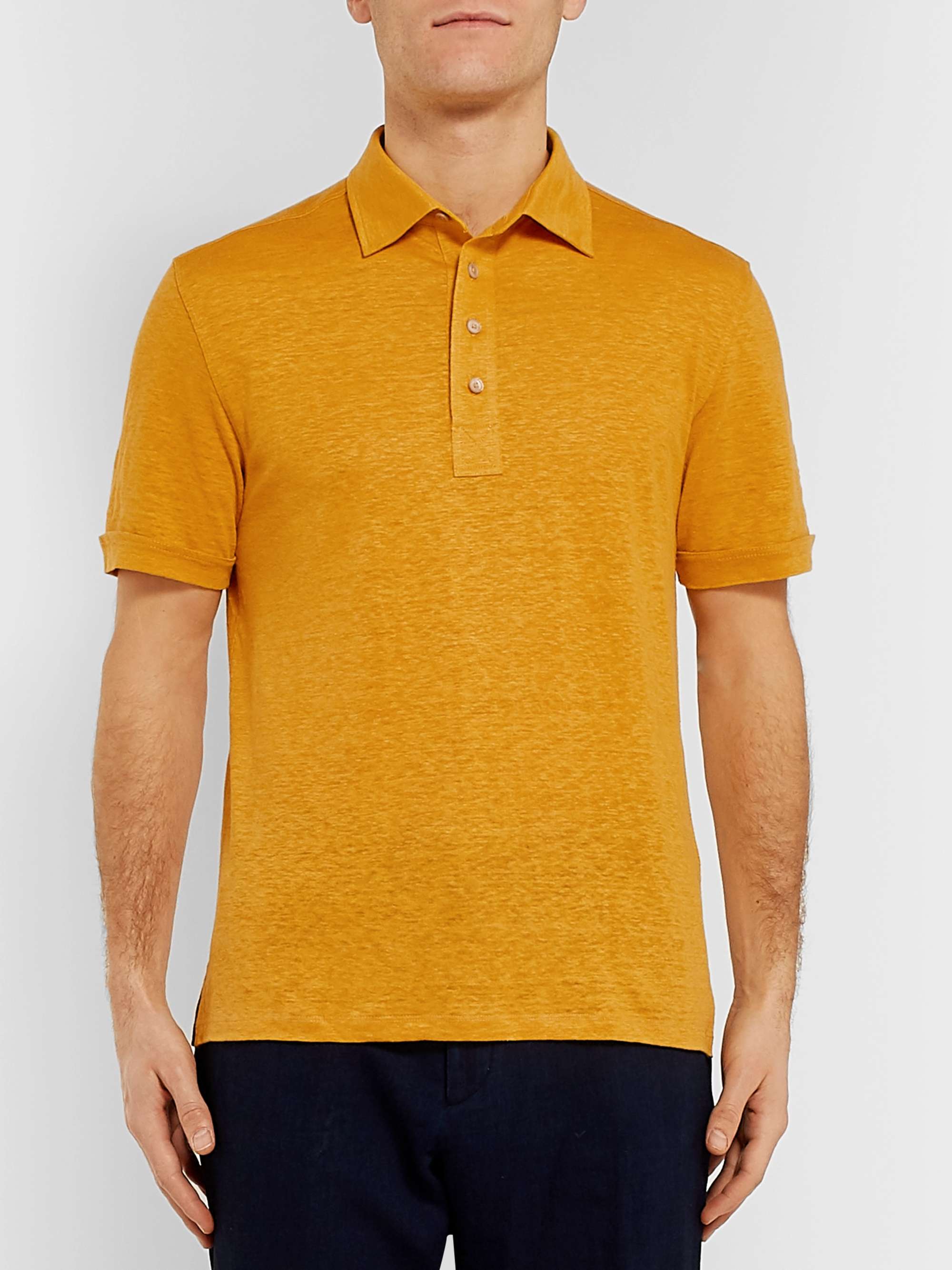 ZEGNA Mélange Linen Polo Shirt