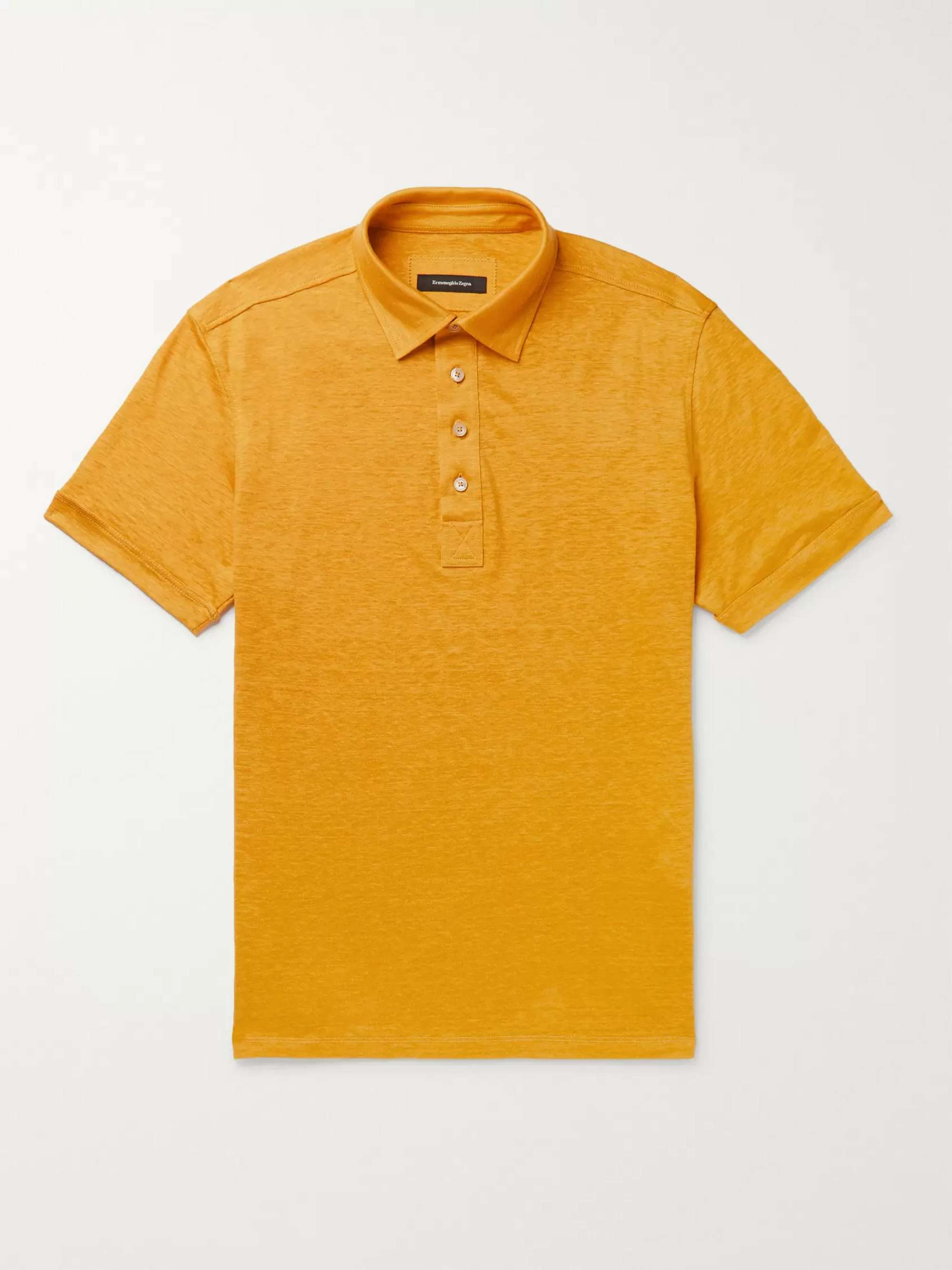 ZEGNA Mélange Linen Polo Shirt
