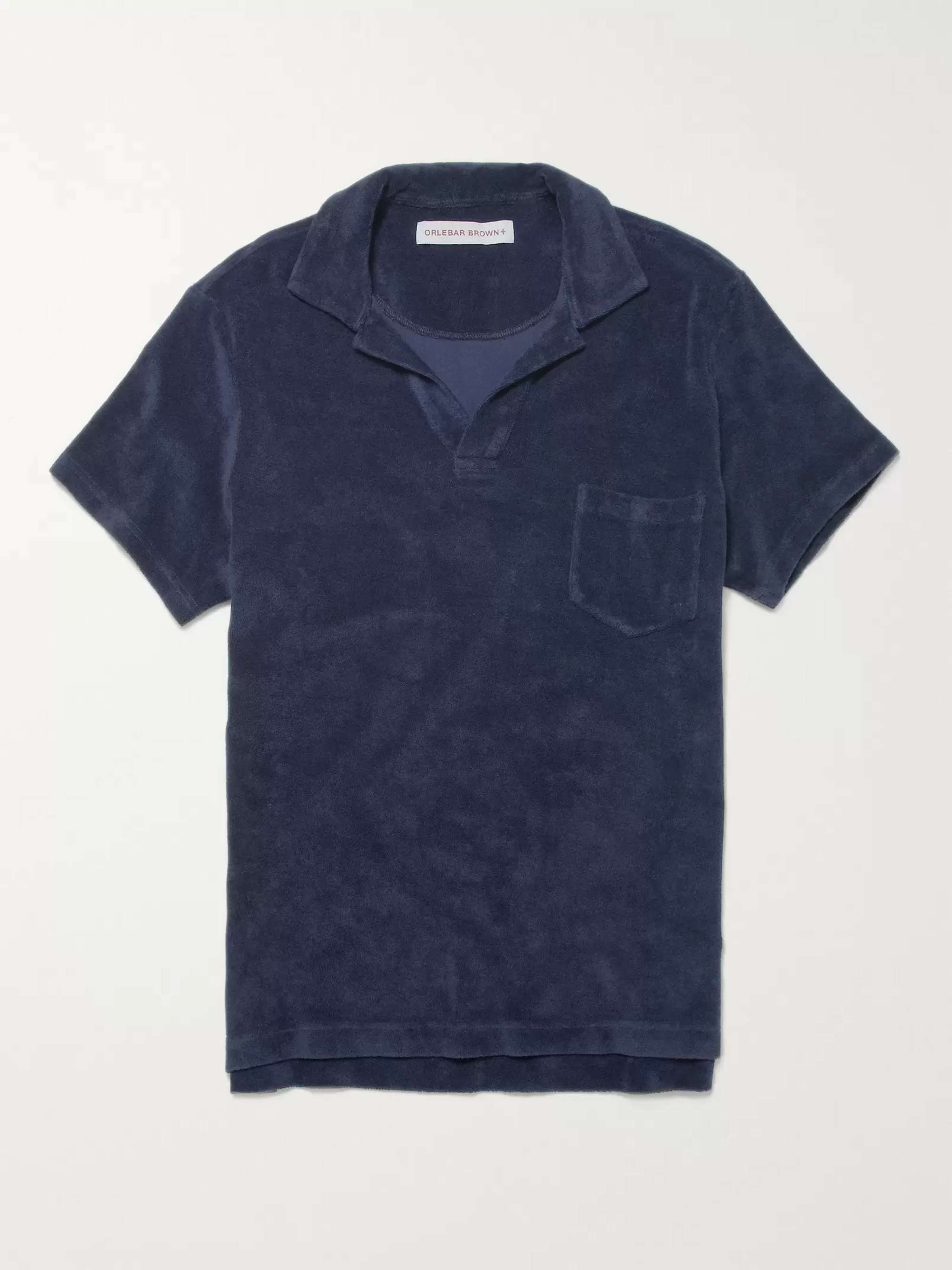 Slim-Fit Camp-Collar Cotton-Terry Polo Shirt