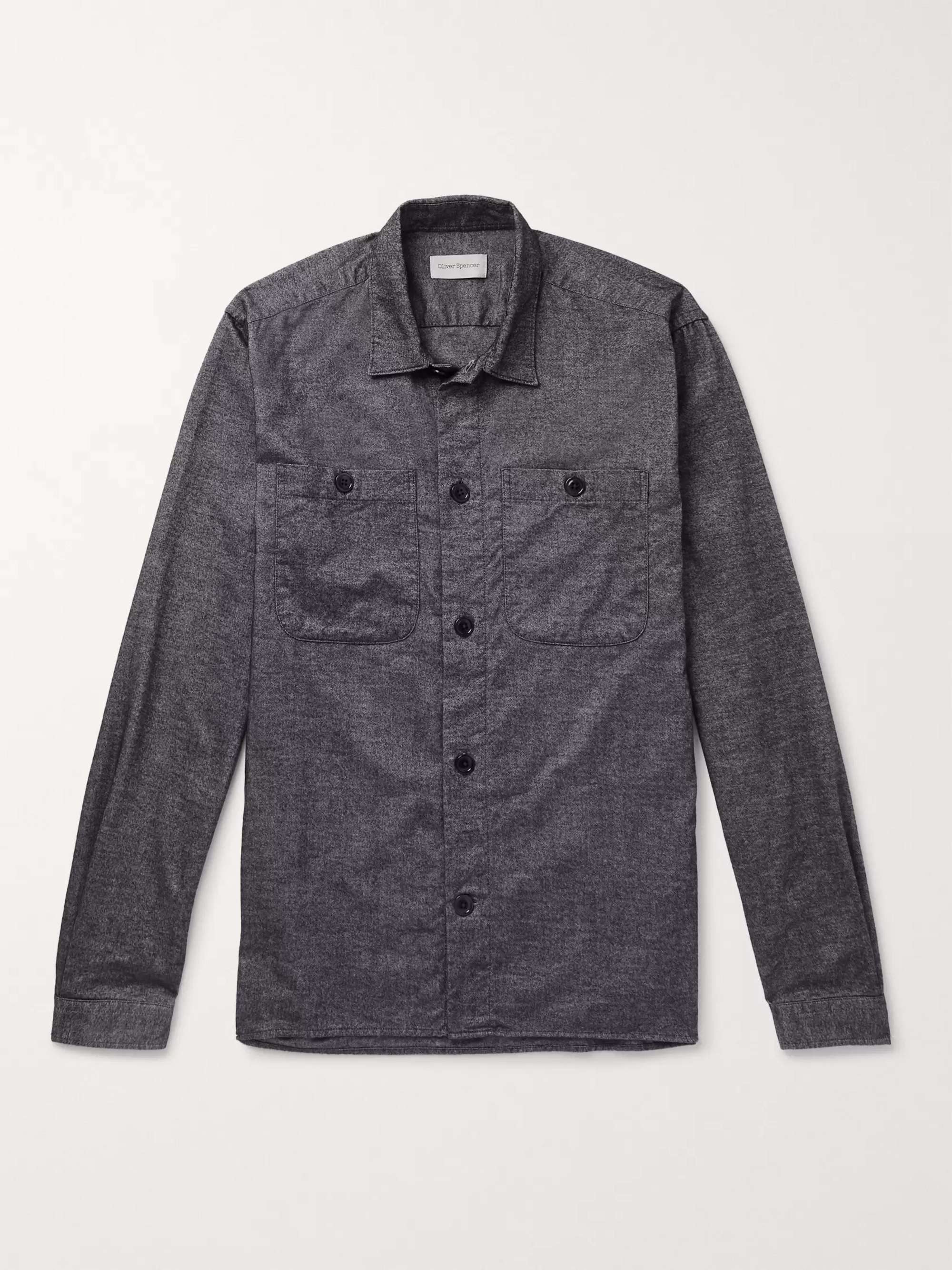 OLIVER SPENCER Eltham Organic Brushed-Cotton Shirt