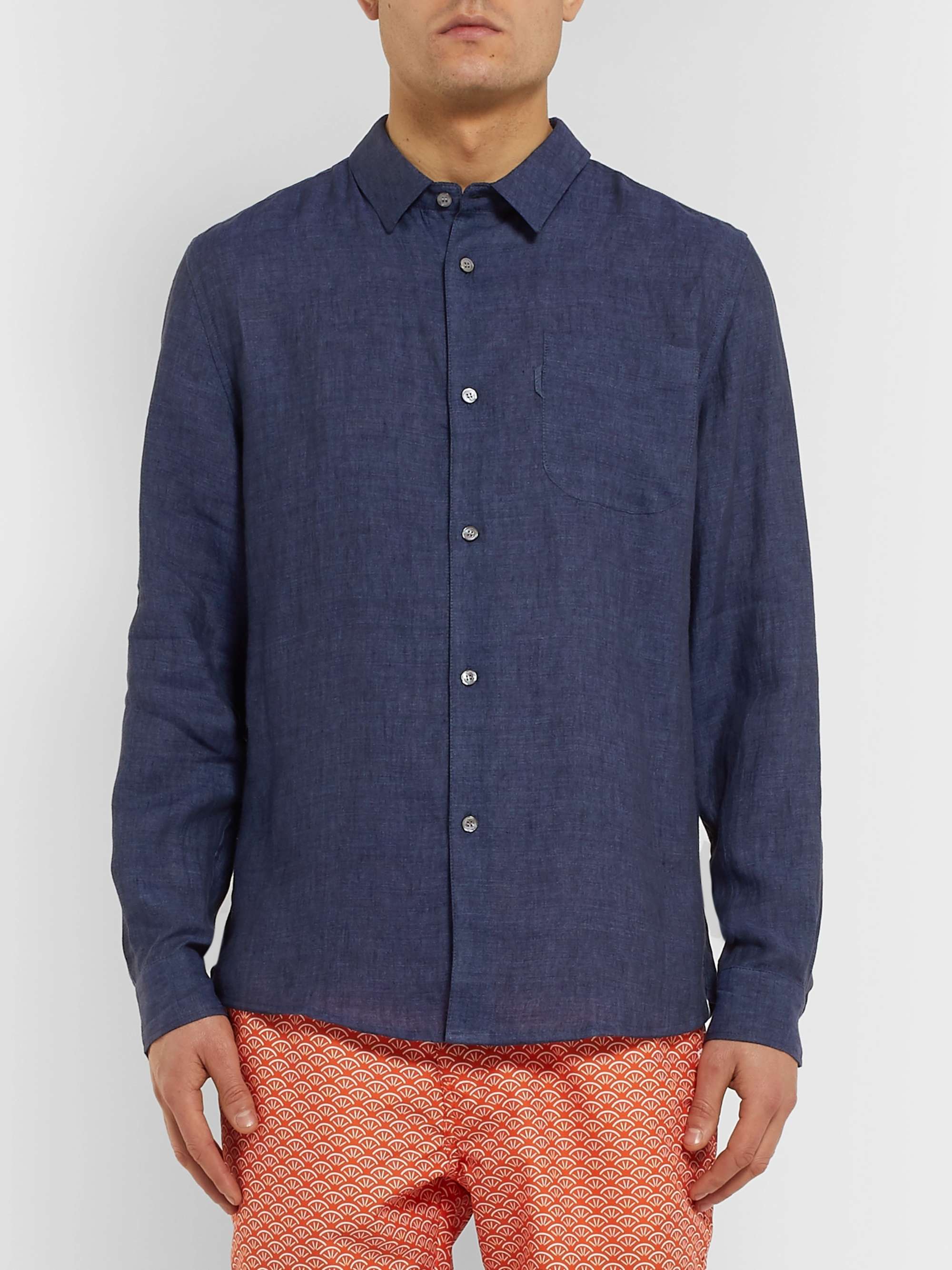 DEREK ROSE Monaco Slub Linen Shirt