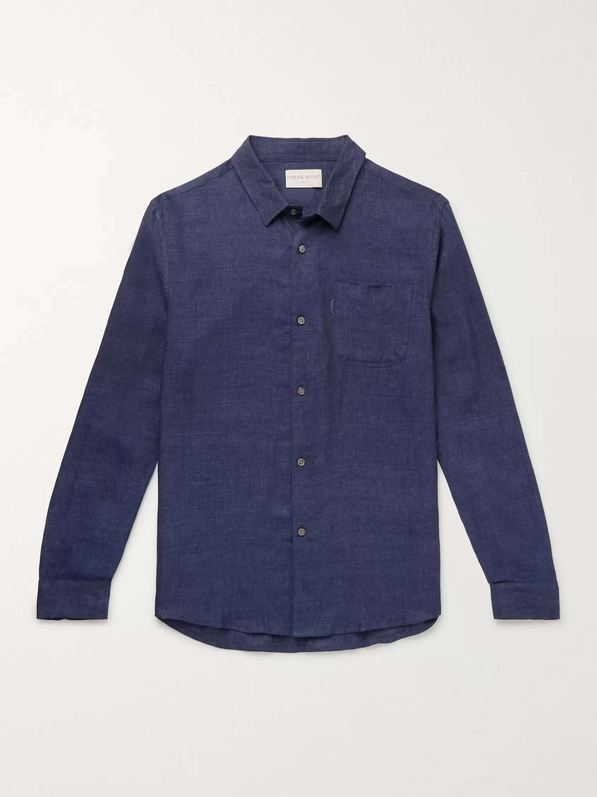 DEREK ROSE Monaco Slub Linen Shirt