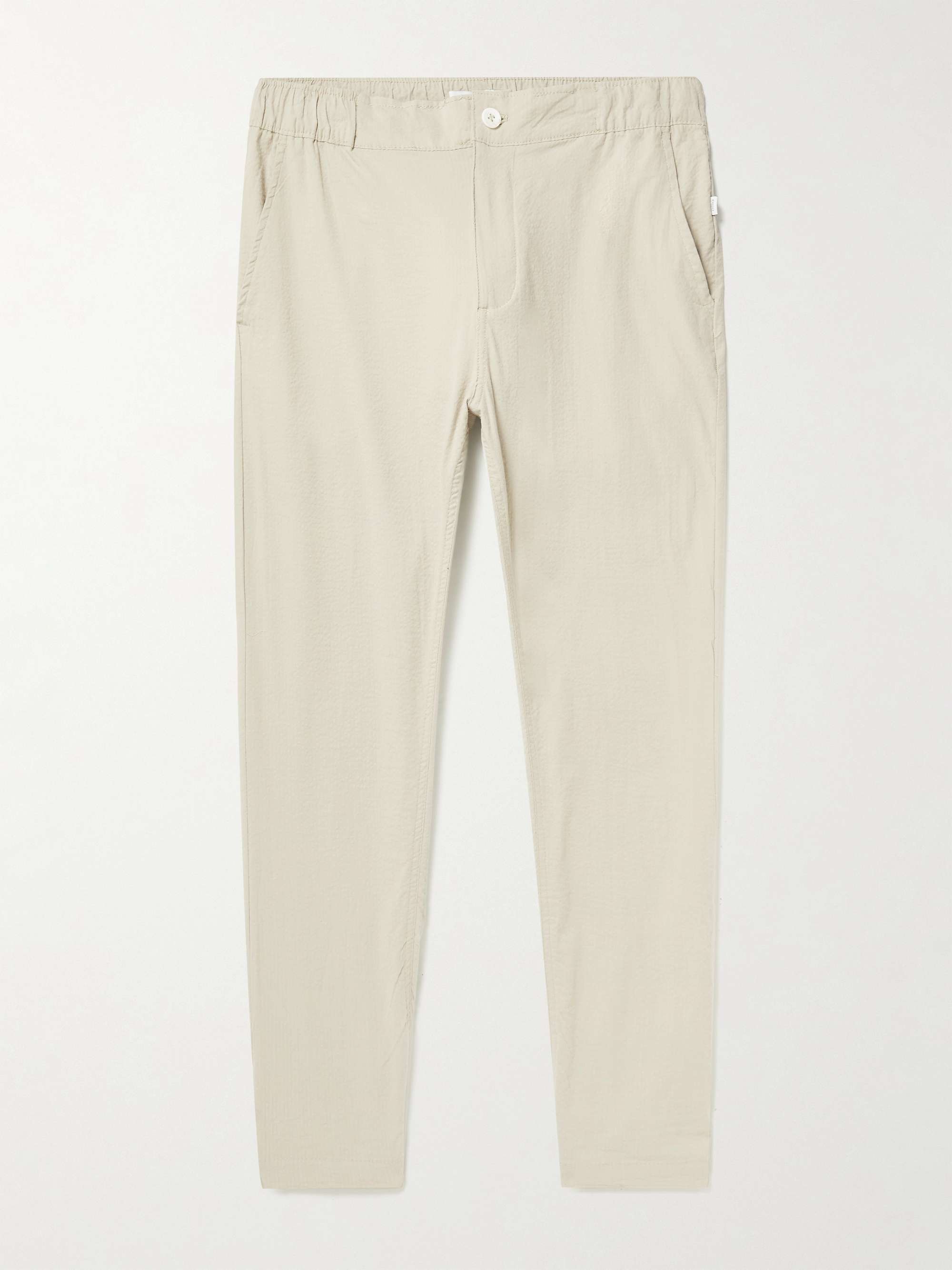 Slim-Fit Stretch-Cotton Seersucker Trousers