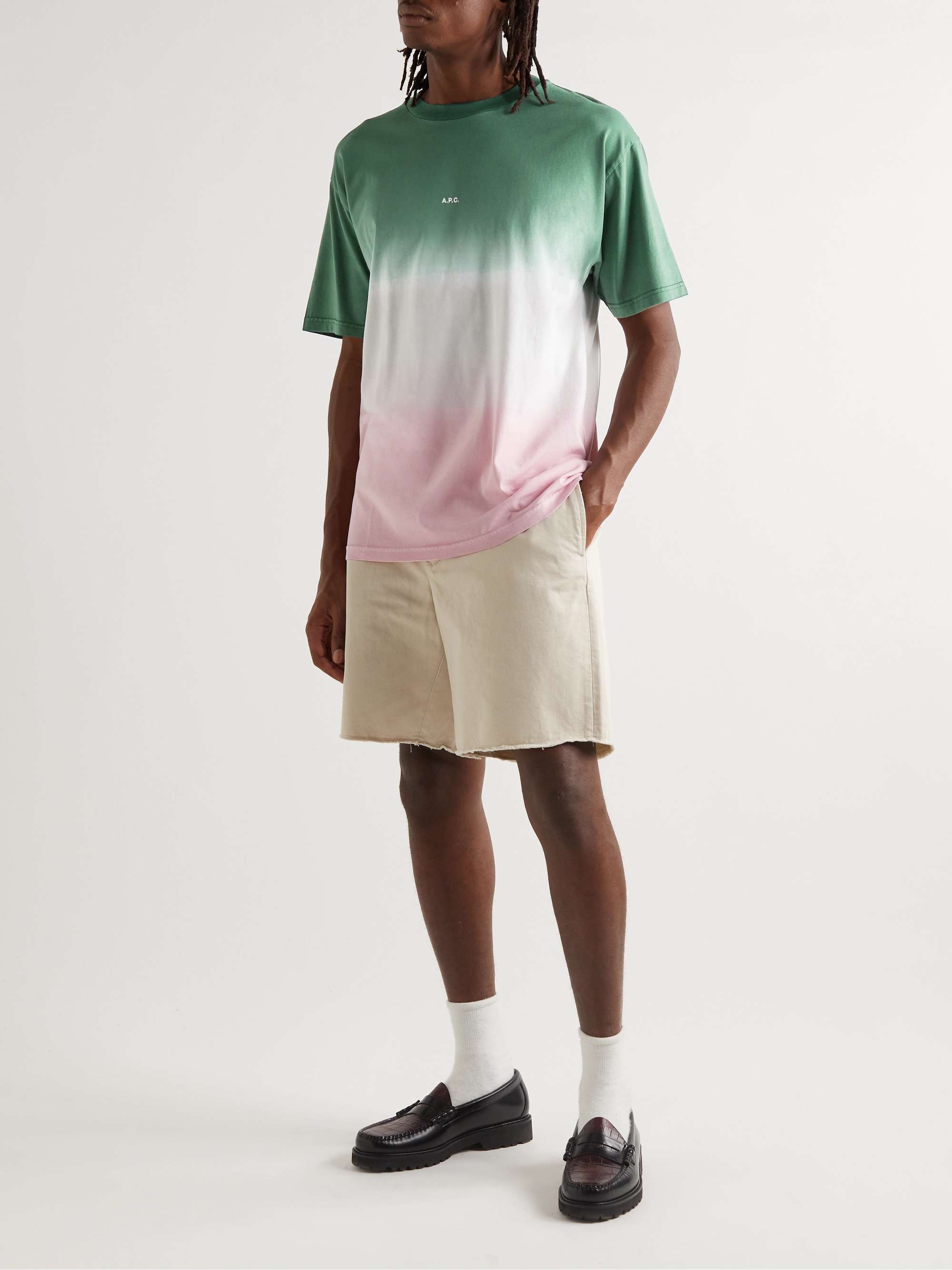 A.P.C. Marius Logo-Print Dip-Dyed Cotton-Jersey T-Shirt