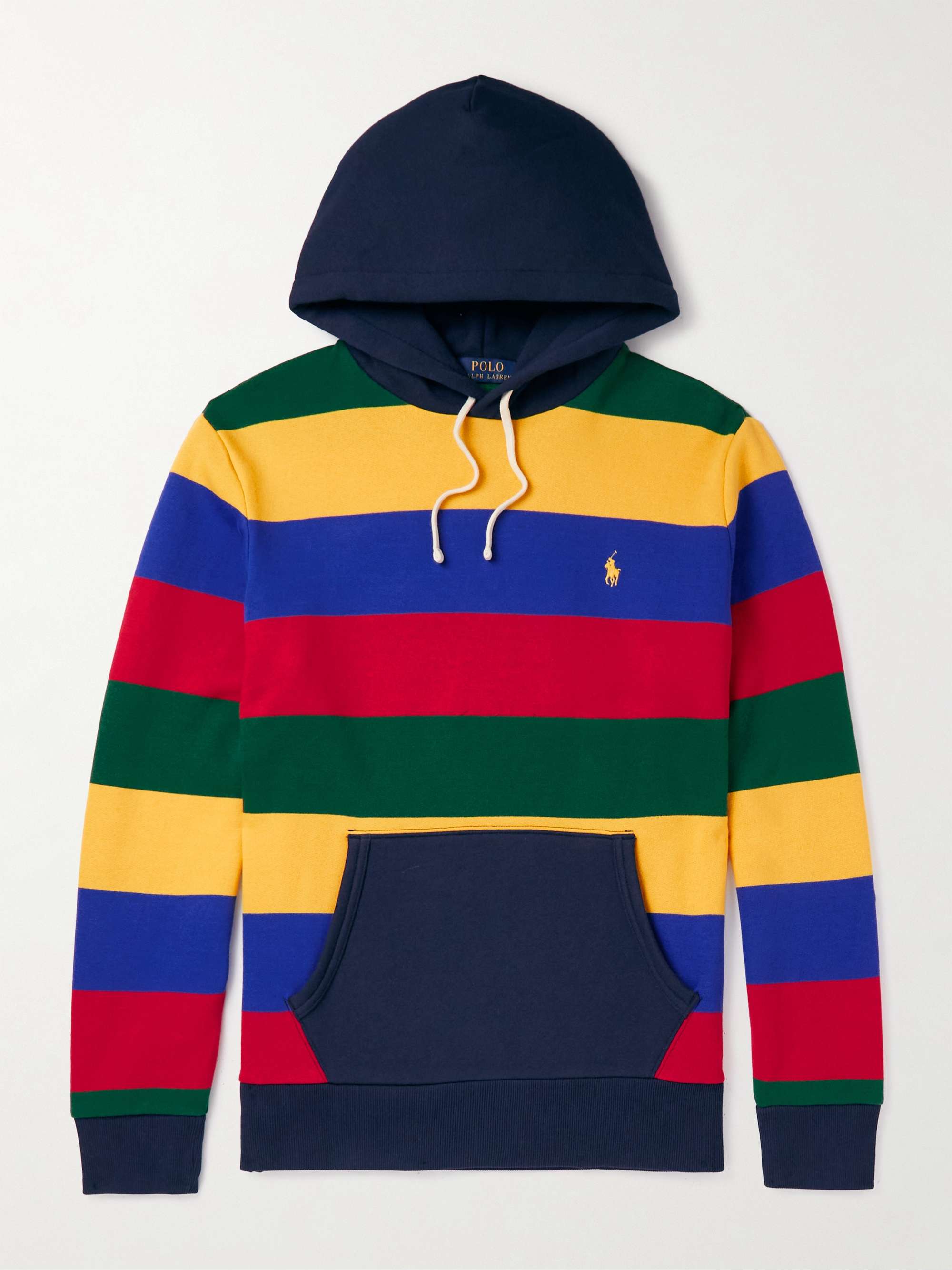 POLO RALPH LAUREN Logo-Embroidered Striped Cotton-Fleece Hoodie for Men  MR PORTER