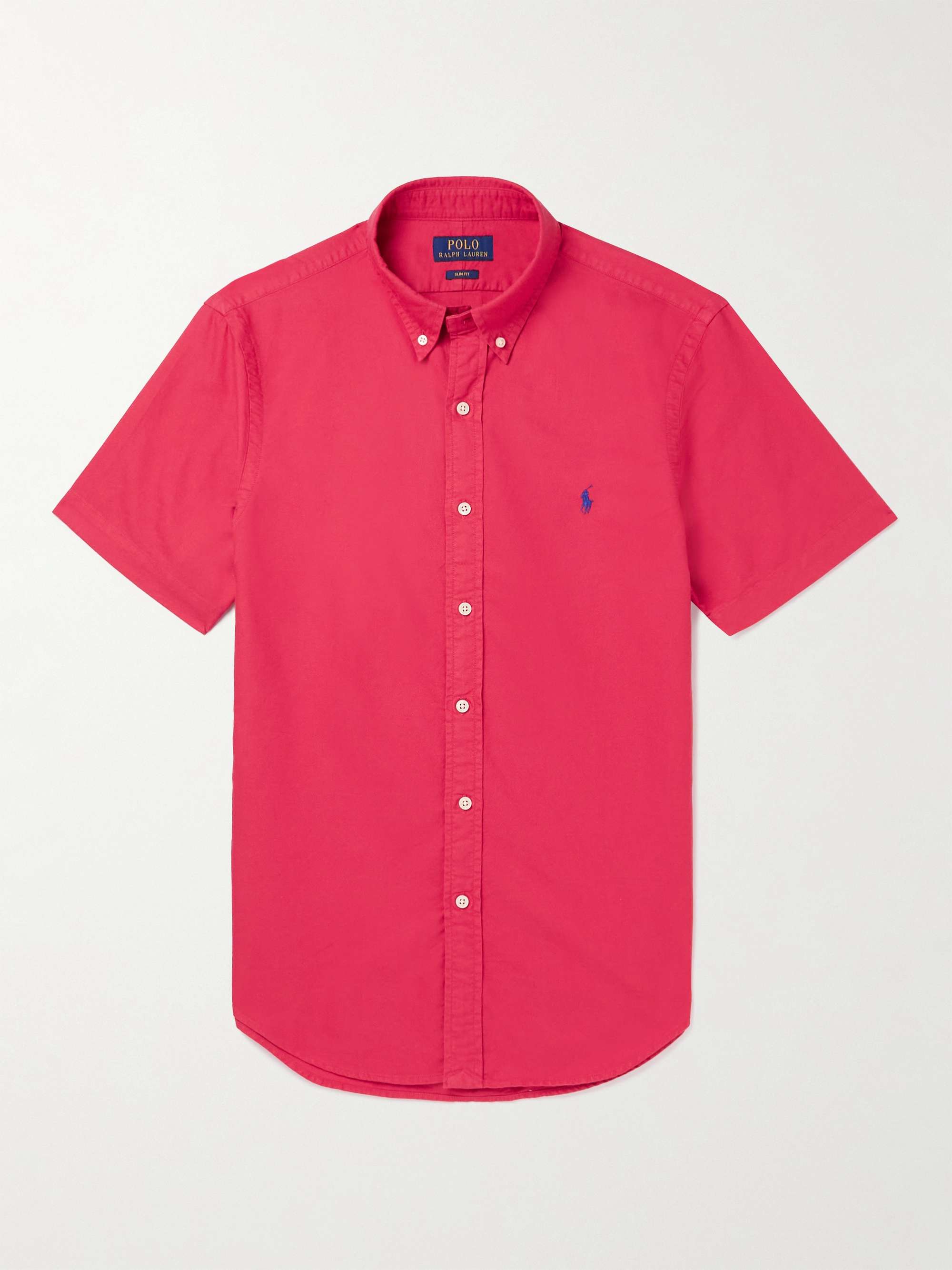 Slim-Fit Button-Down Collar Logo-Embroidered Cotton Oxford Shirt