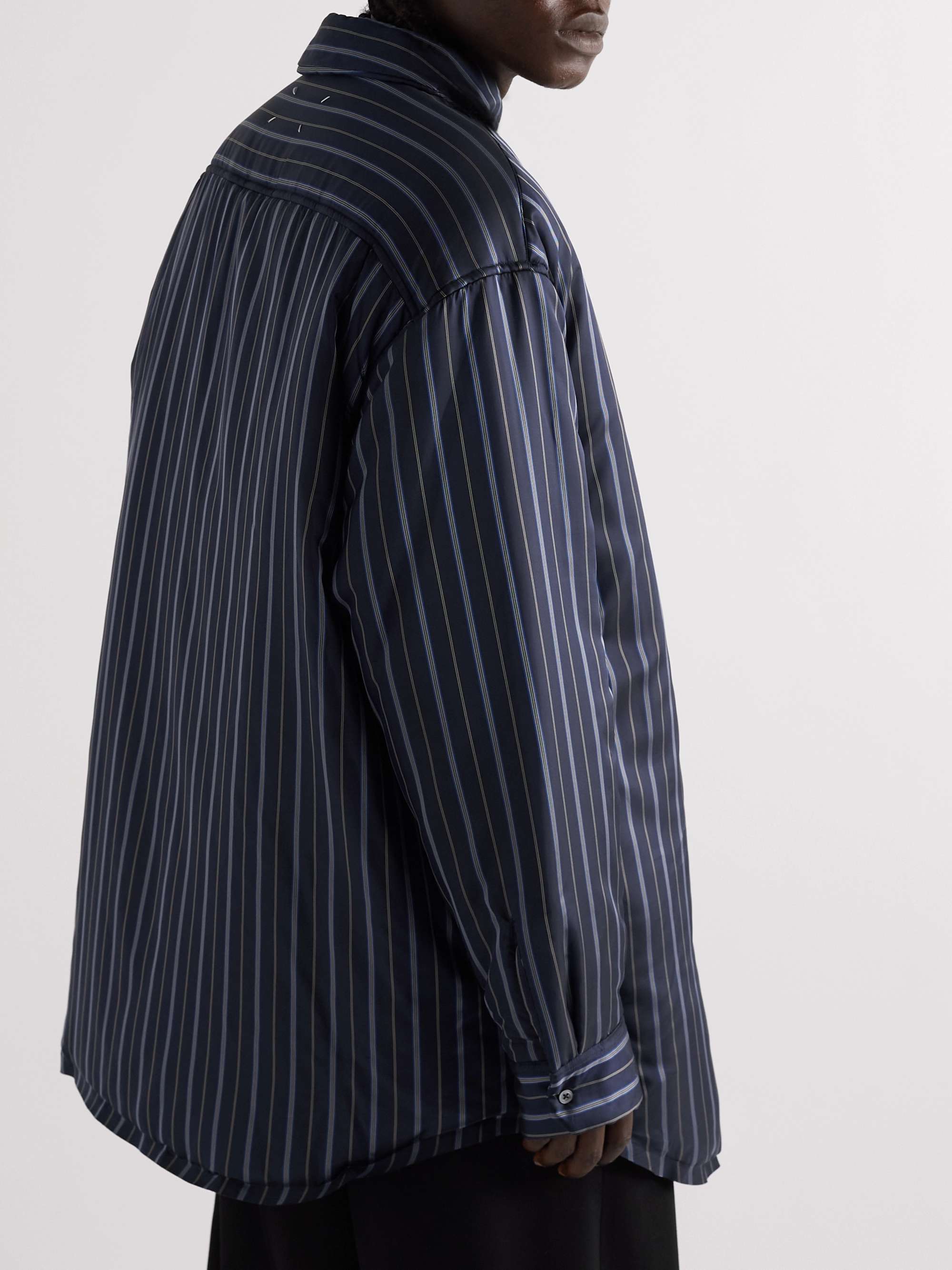MAISON MARGIELA Oversized Padded Striped Matte-Satin Overshirt