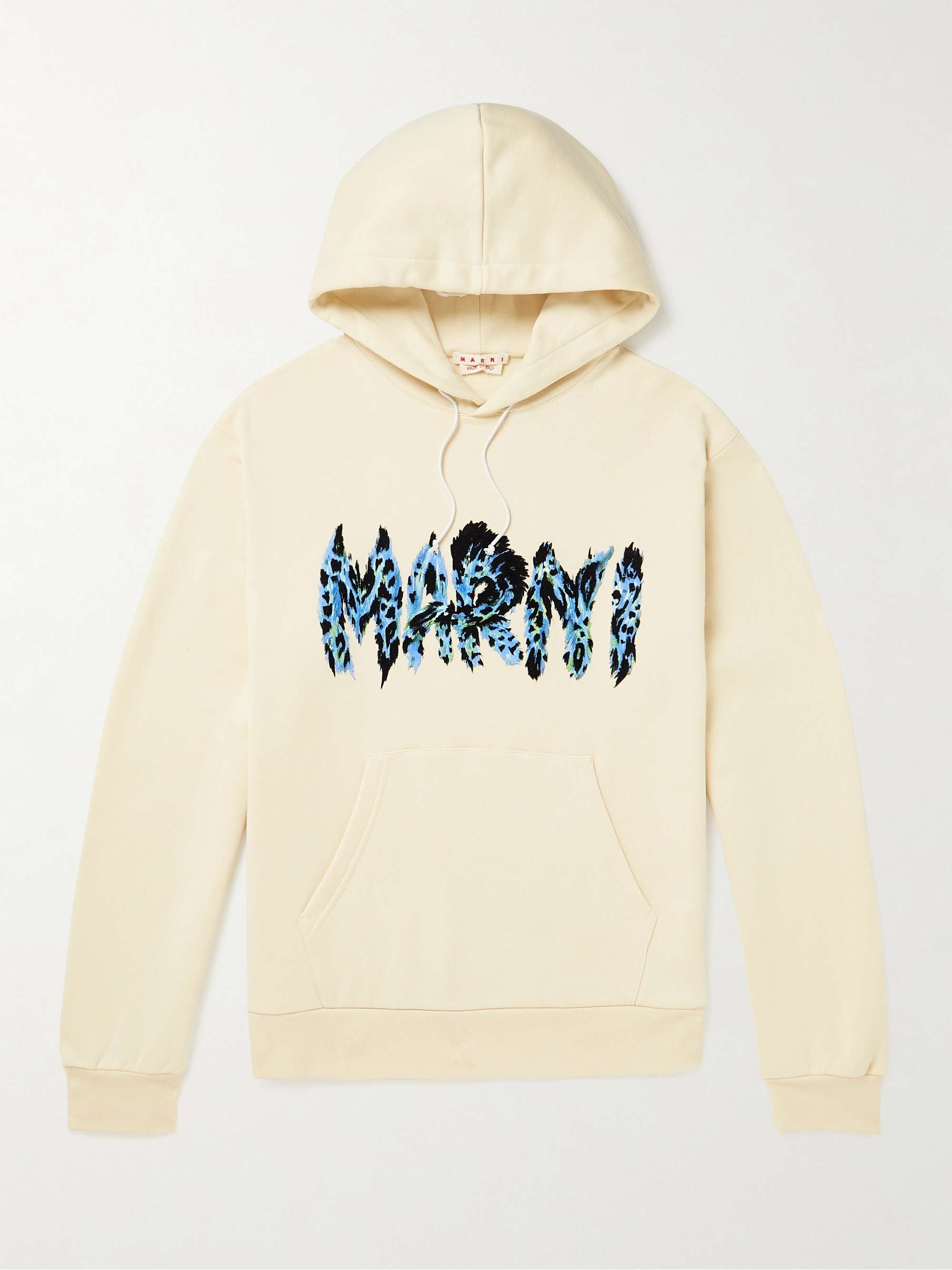 MARNI Logo-Flocked Cotton-Jersey Hoodie for Men | MR PORTER
