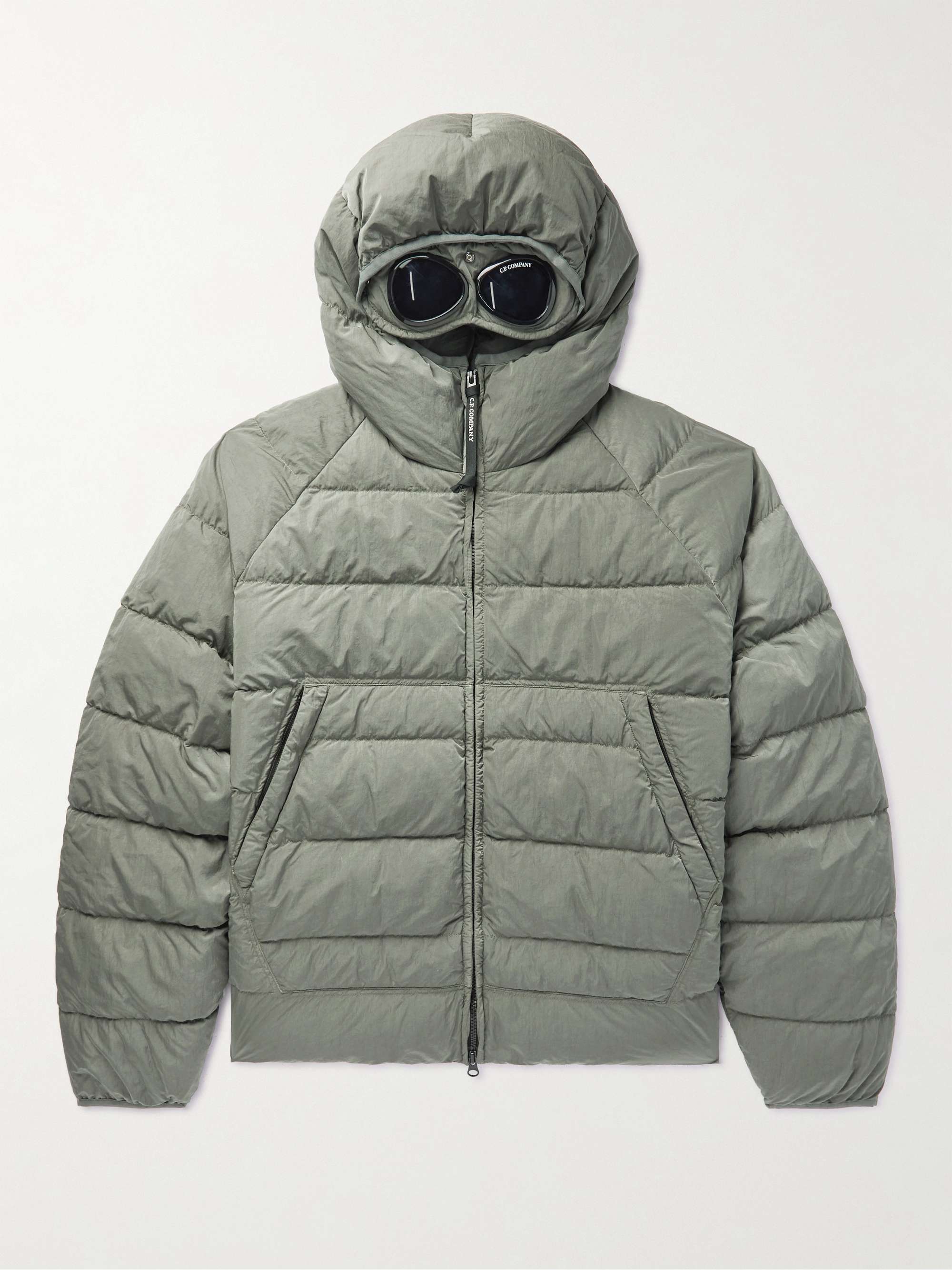 Quilted ECONYL Hooded Down Jacket with Goggles