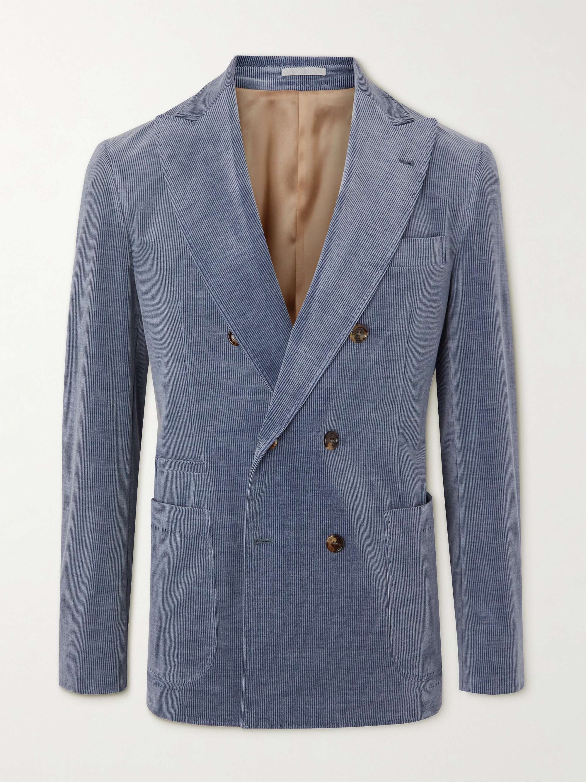 Double-Breasted Cotton-Blend Corduroy Suit Jacket