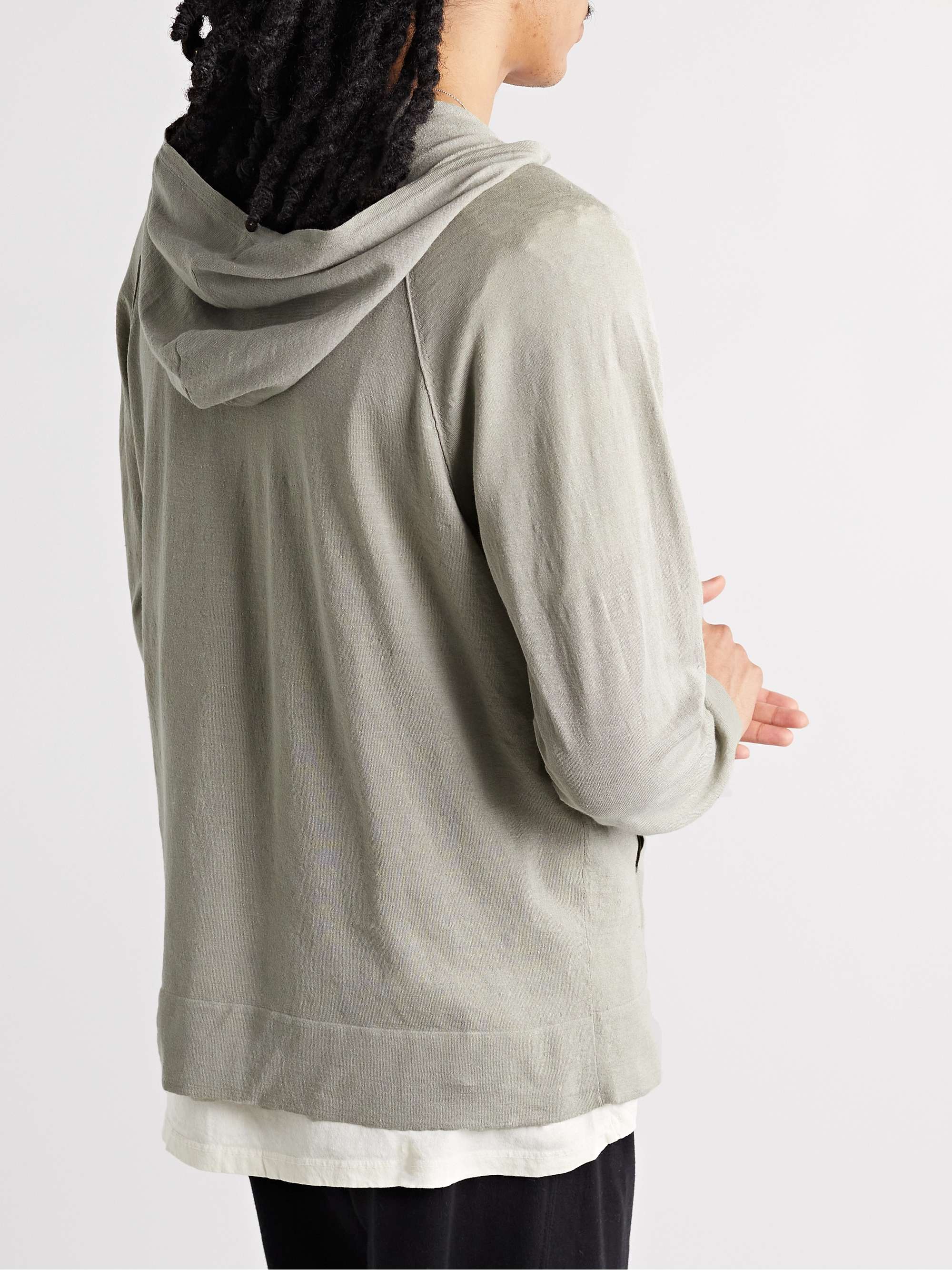 JAMES PERSE Linen-Blend Zip-Up Hoodie