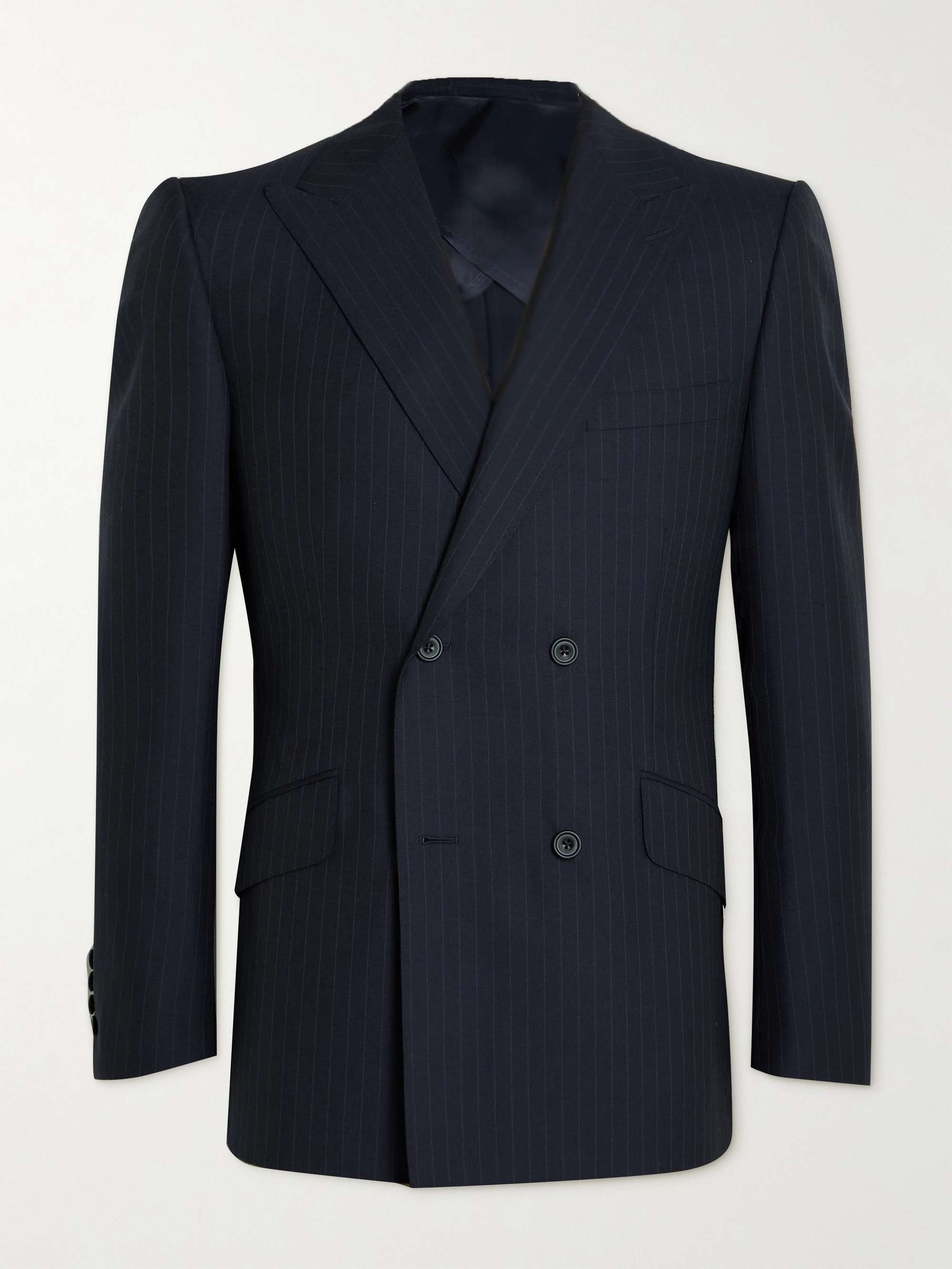 KINGSMAN Double-Breasted Pinstriped Wool Suit Jacket for Men | MR