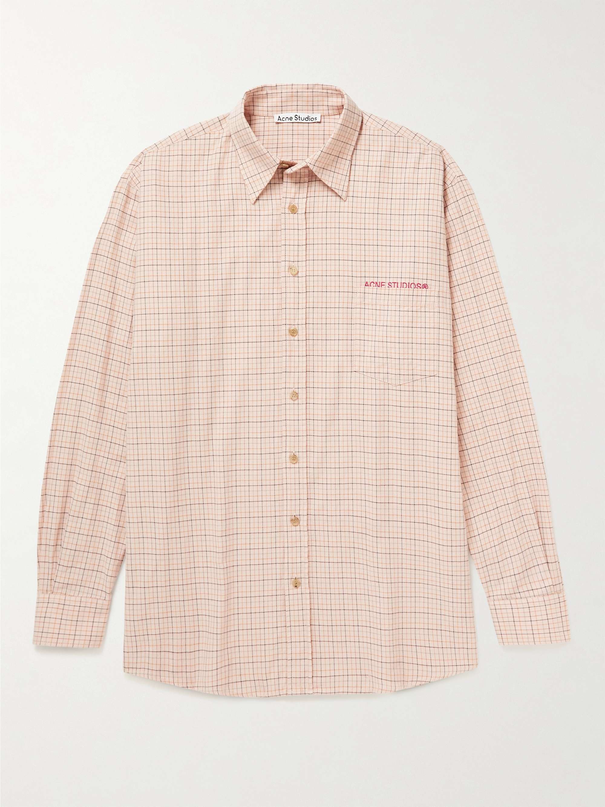 Sandros Logo-Embroidered Checked Organic Cotton-Oxford Shirt