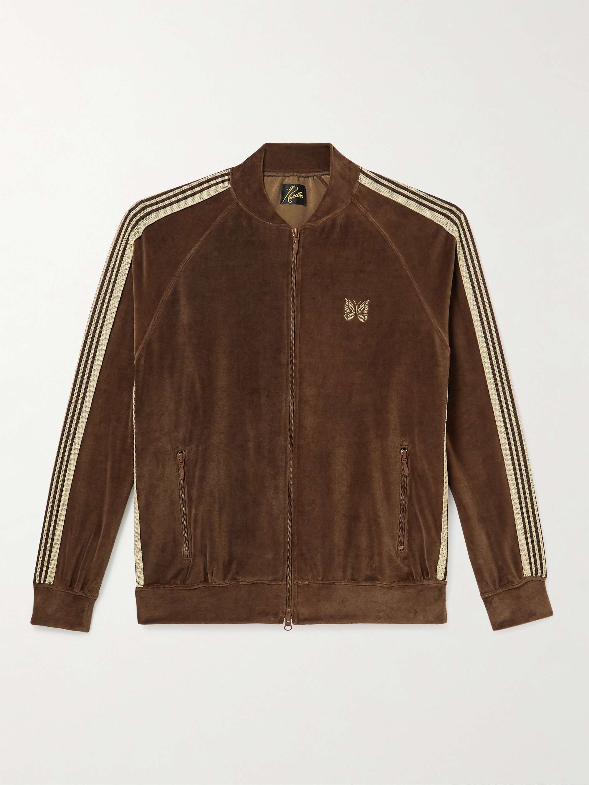 Webbing-Trimmed Cotton-Blend Velour Track Jacket