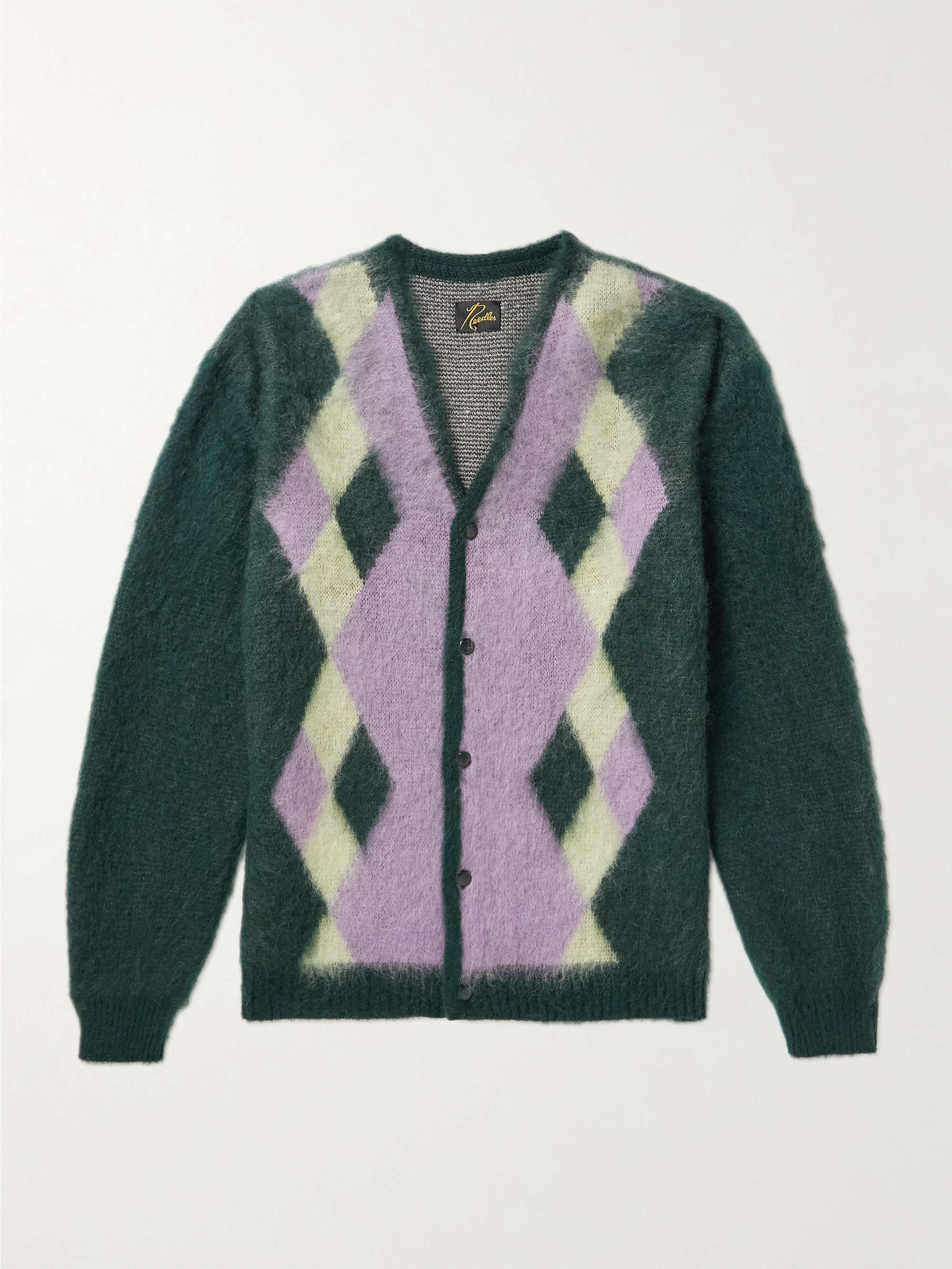 Argyle Mohair-Blend Cardigan