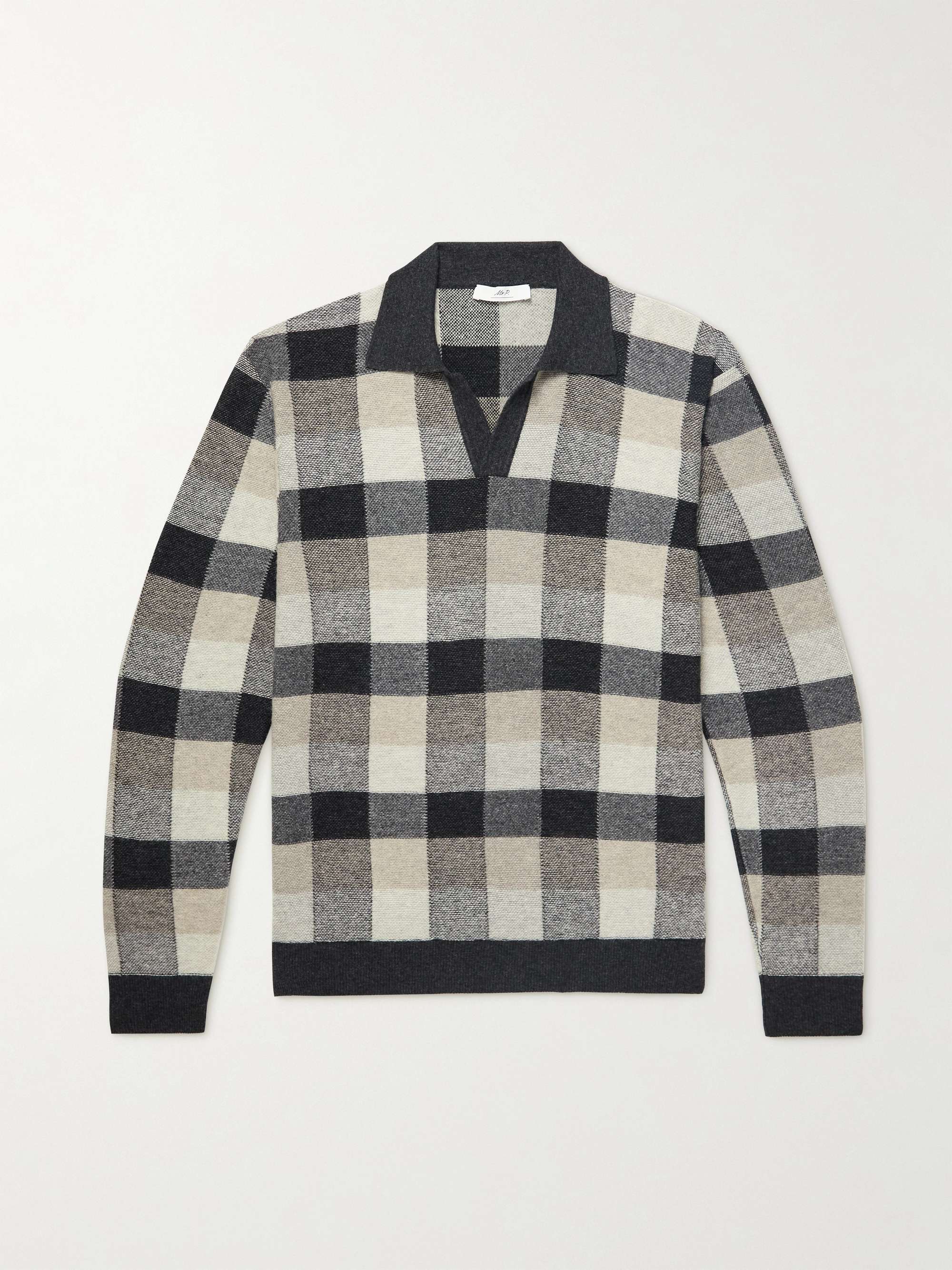 MR P. Checked Knitted Polo Shirt for Men | MR PORTER