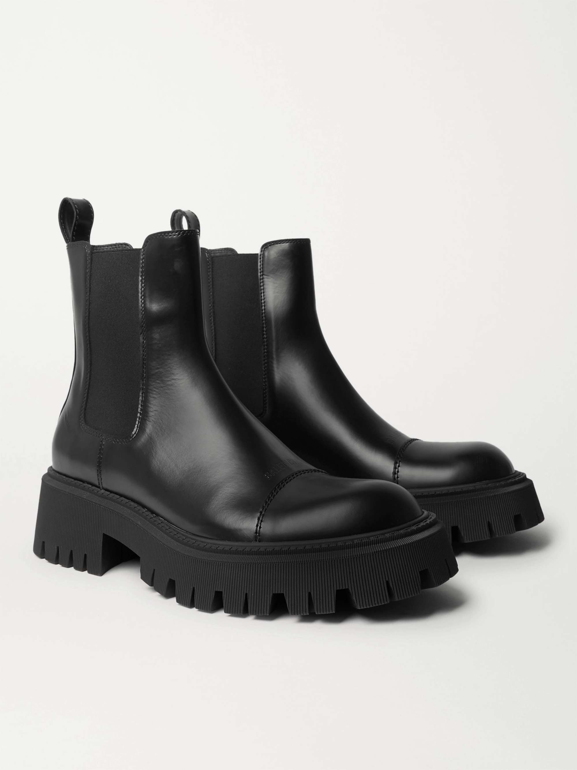 BALENCIAGA Tractor Logo-Debossed Leather Chelsea Boots