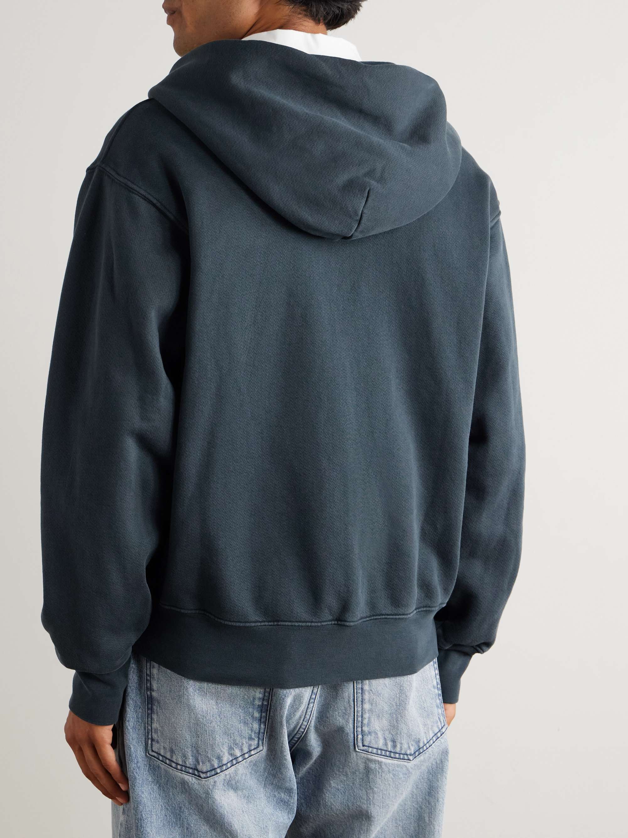 LES TIEN Kapuzenjacke aus Baumwoll-Jersey mit Fleece an der Innenseite in Stückfärbung