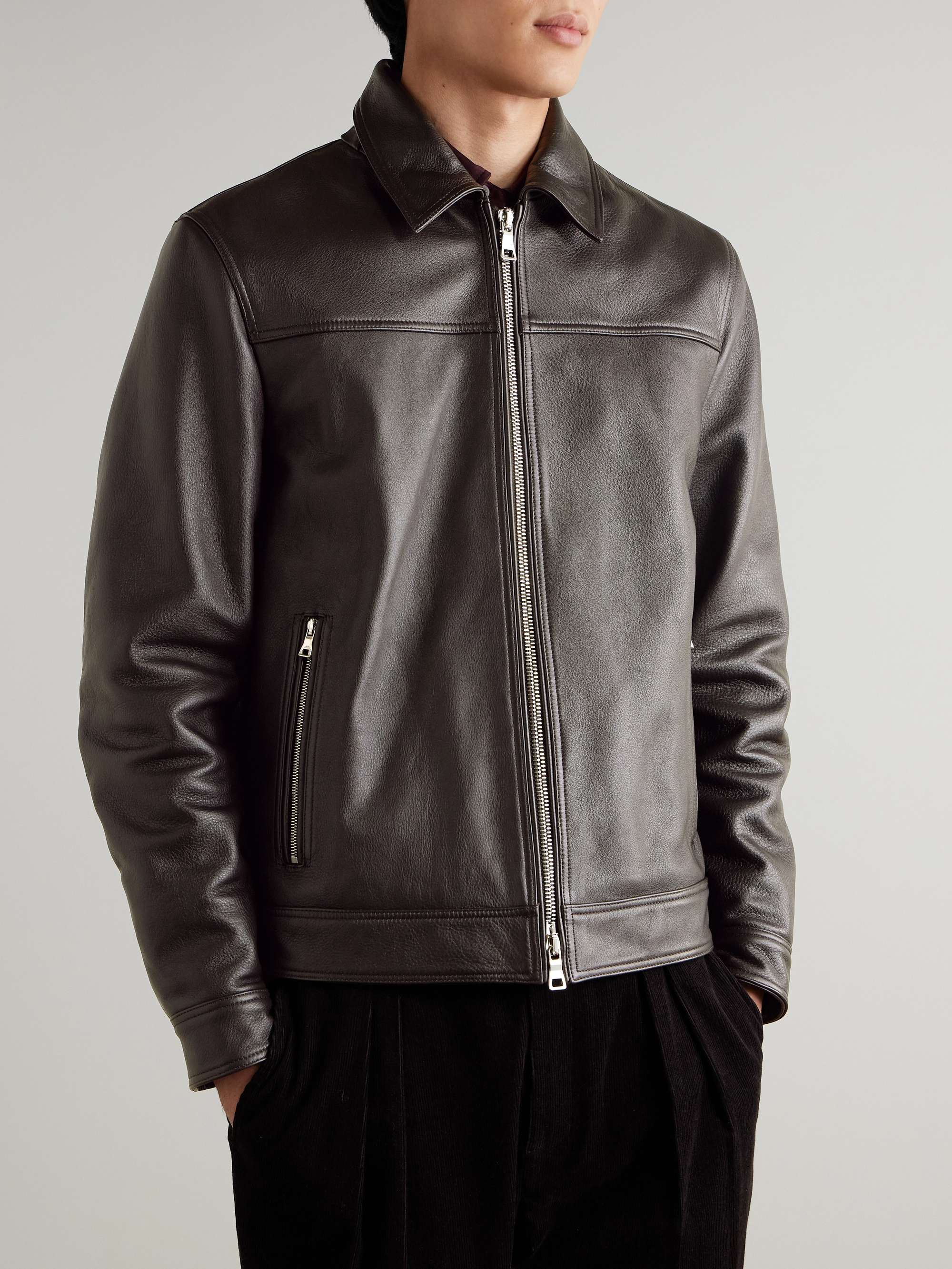 MR P. Full-Grain Leather Coach Jacket