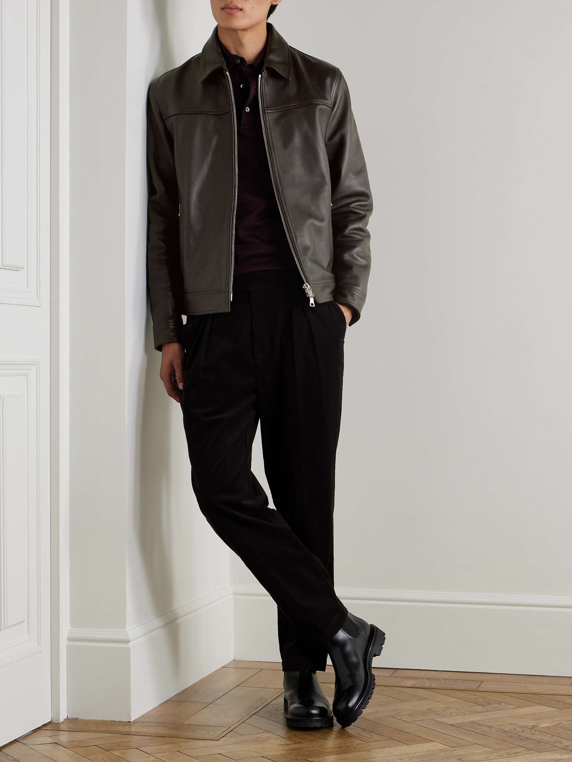 MR P. Full-Grain Leather Coach Jacket