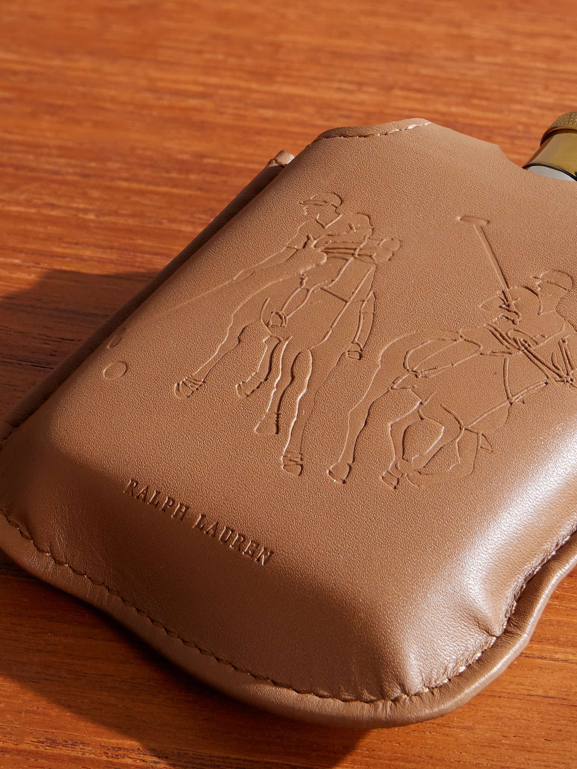 RALPH LAUREN HOME Garret Leather, Canvas, Stainless Steel and Brass Hip Flask Set