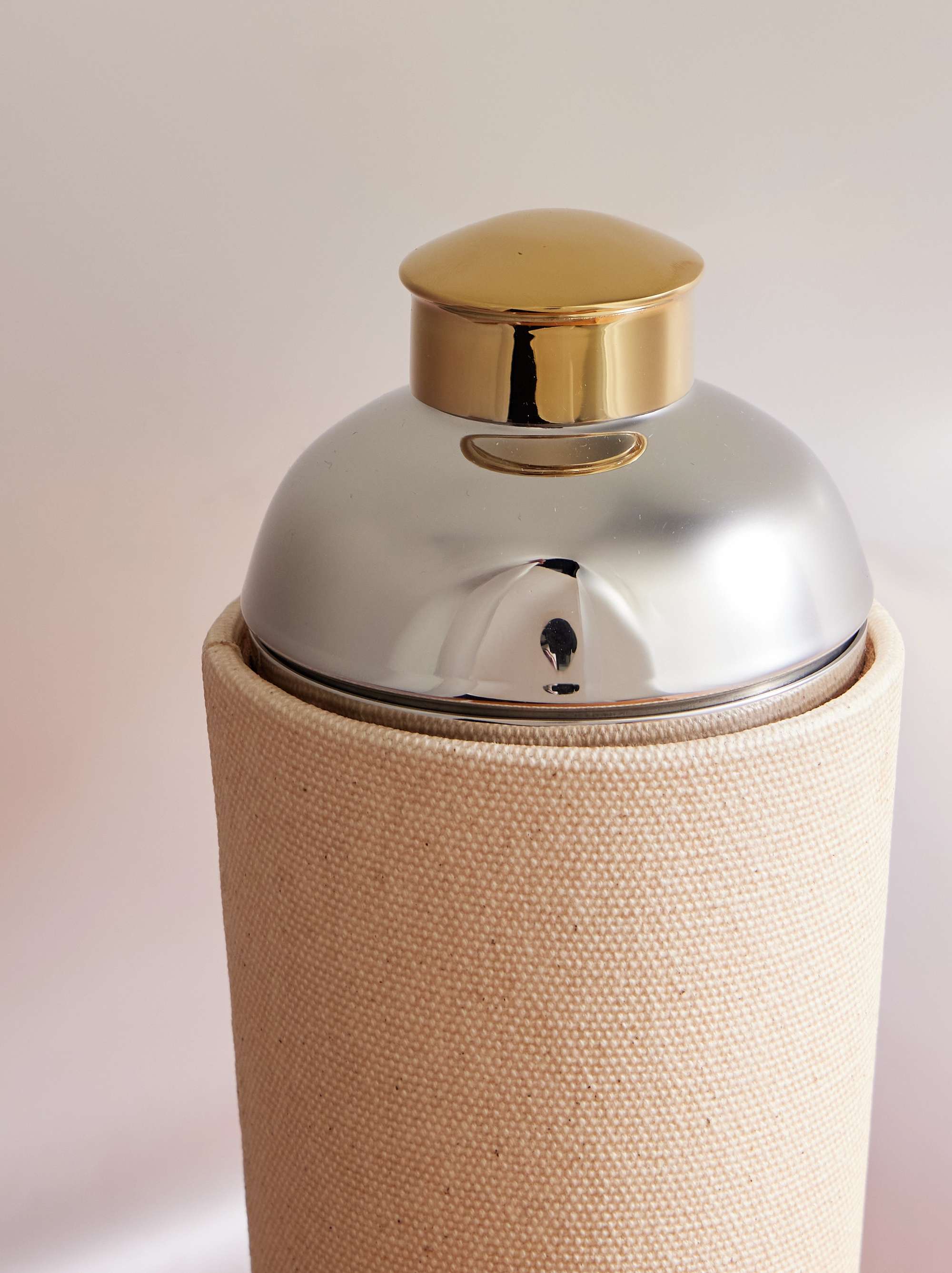 RALPH LAUREN HOME Garrett Silver-Tone, Gold-Tone, Canvas and Leather Cocktail Shaker