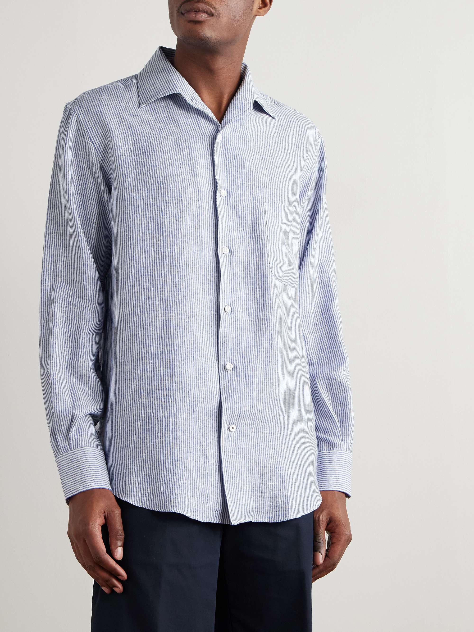 LORO PIANA قميص من الكتّان المخطّط