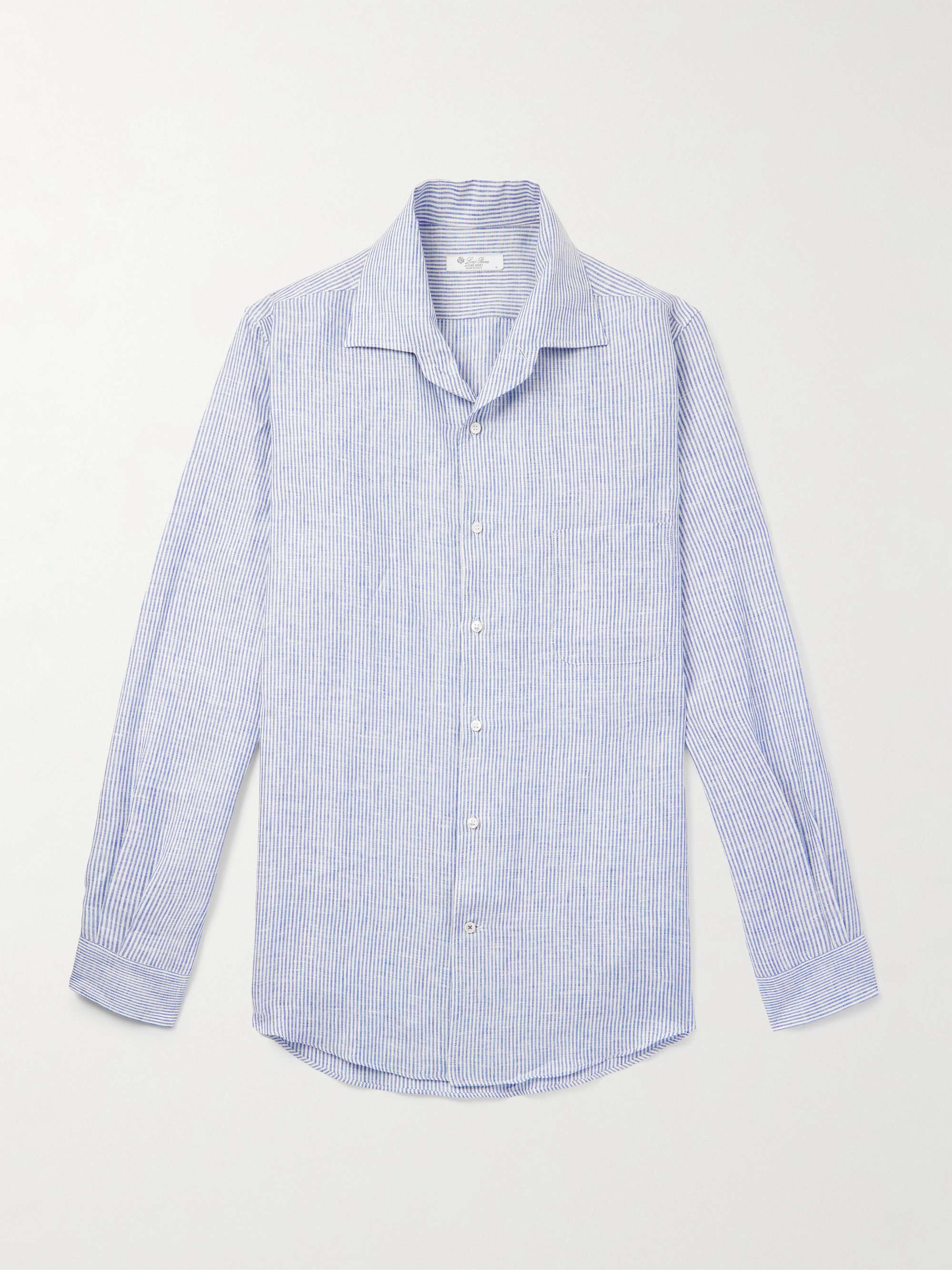 LORO PIANA قميص من الكتّان المخطّط