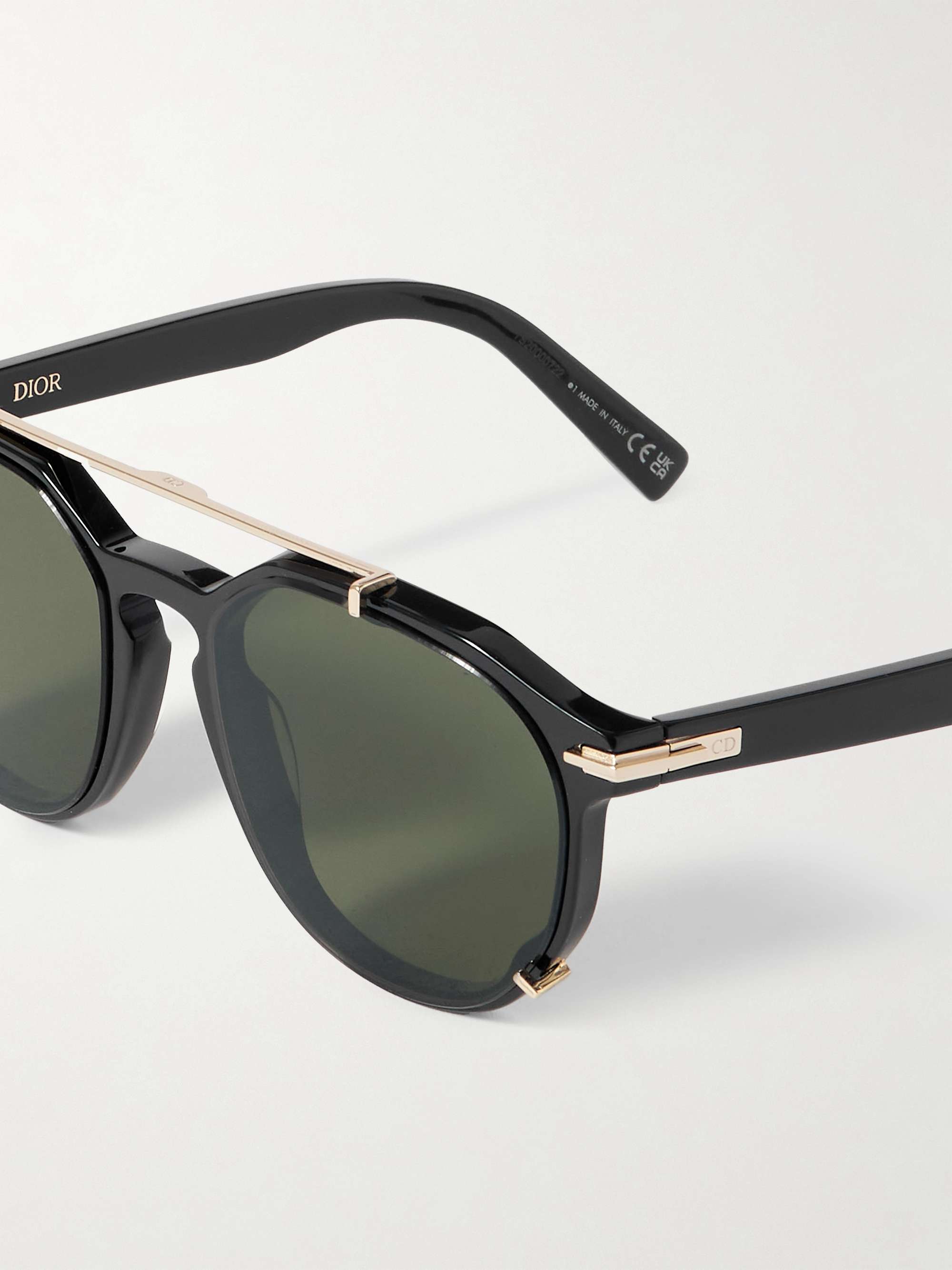 DIOR EYEWEAR DiorBlackSuit RI Round-Frame Acetate and Silver-Tone Sunglasses