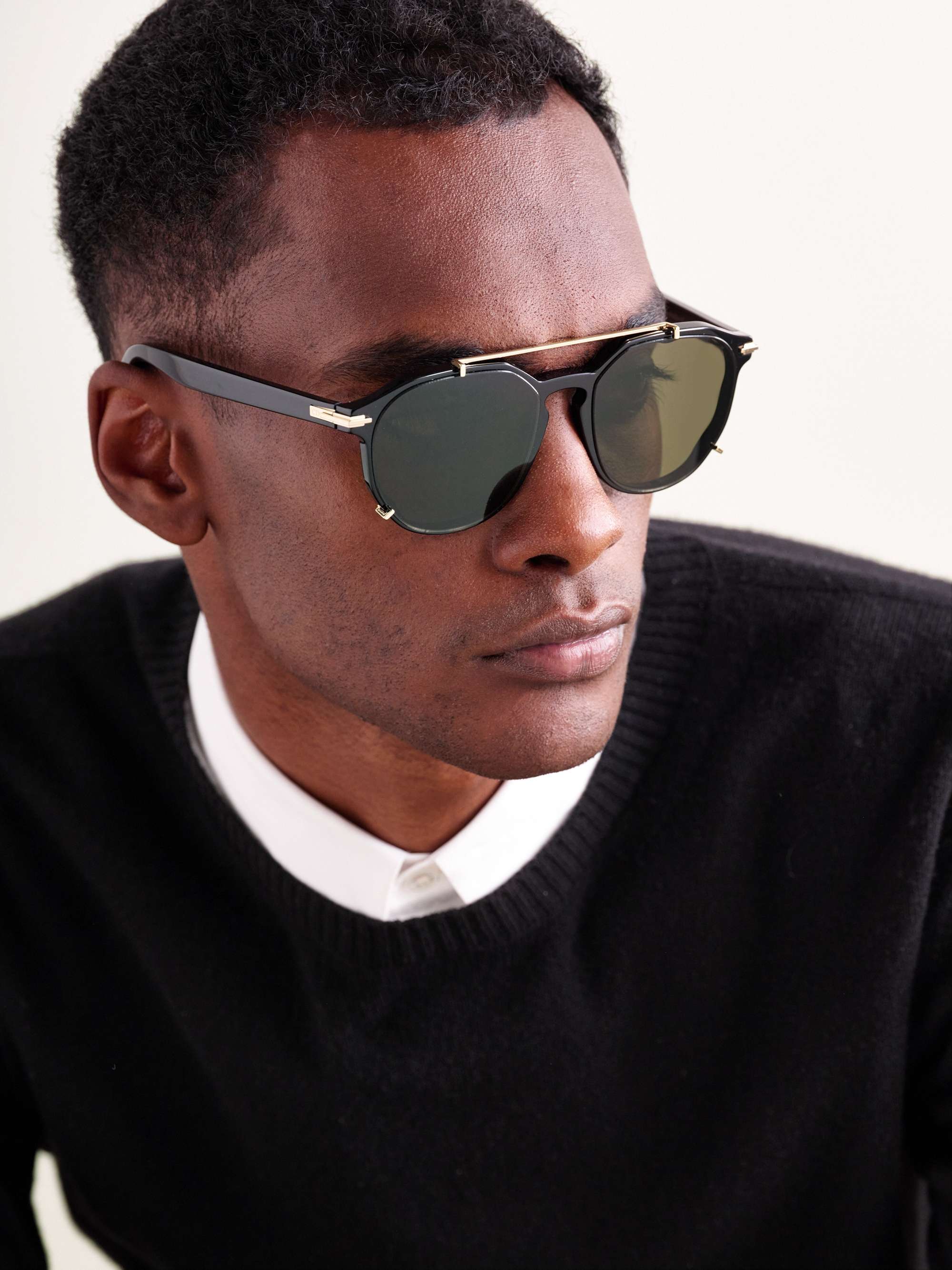 DIOR EYEWEAR DiorBlackSuit RI Round-Frame Acetate and Silver-Tone Sunglasses