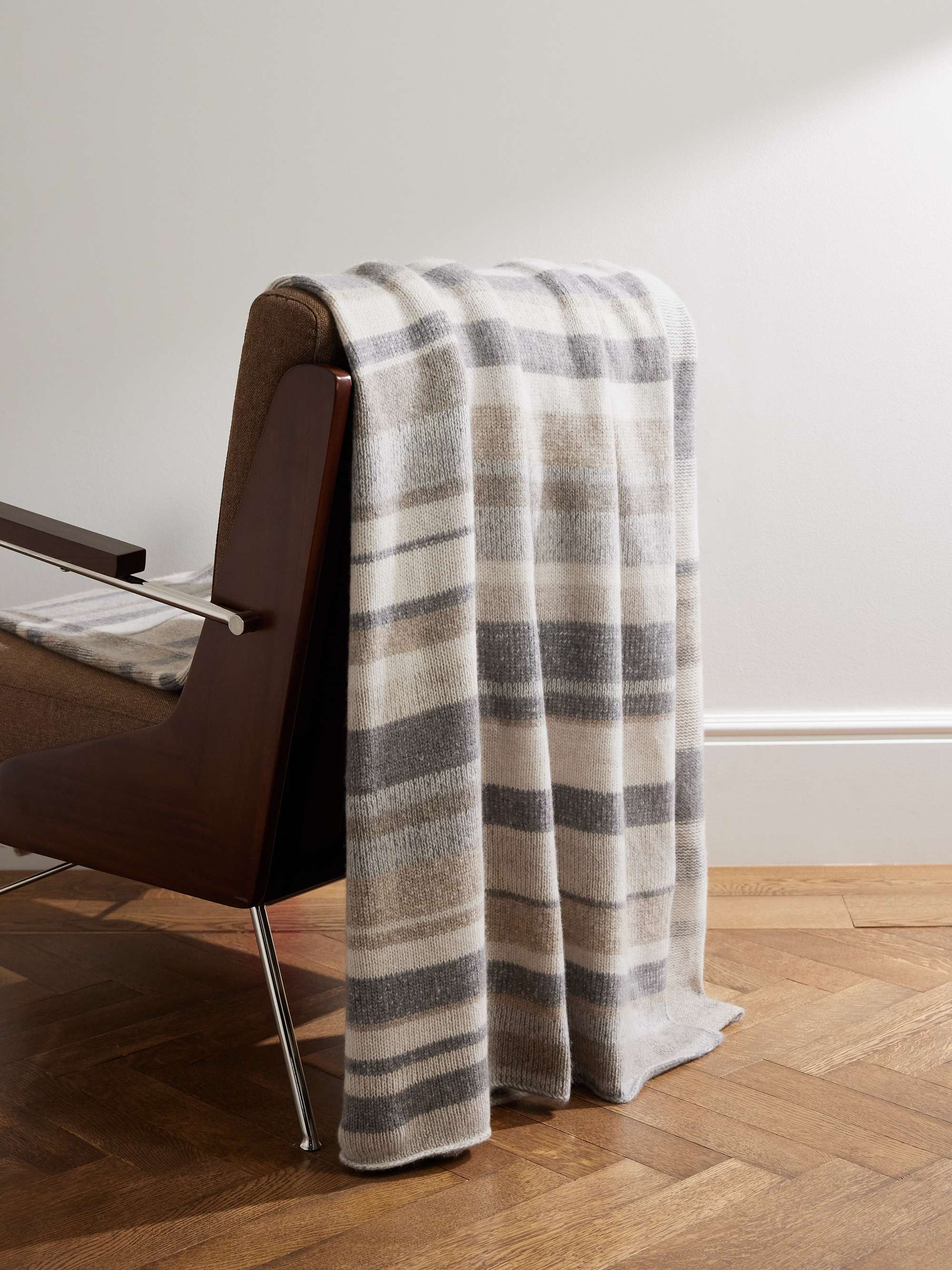 THE ELDER STATESMAN Striped Cashmere Blanket