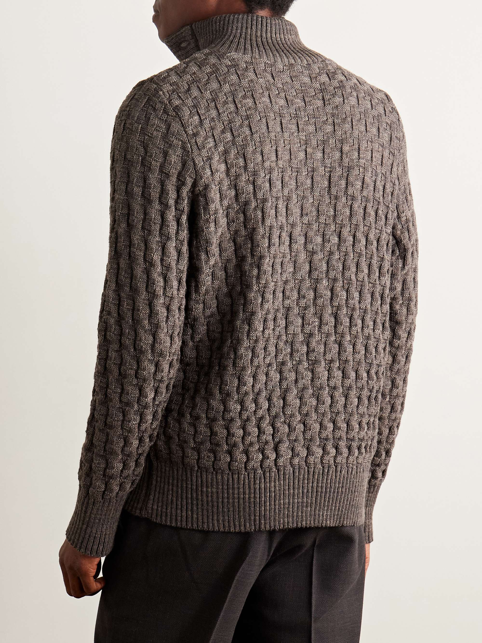 S.N.S. HERNING Stark Textured Virgin Wool Cardigan