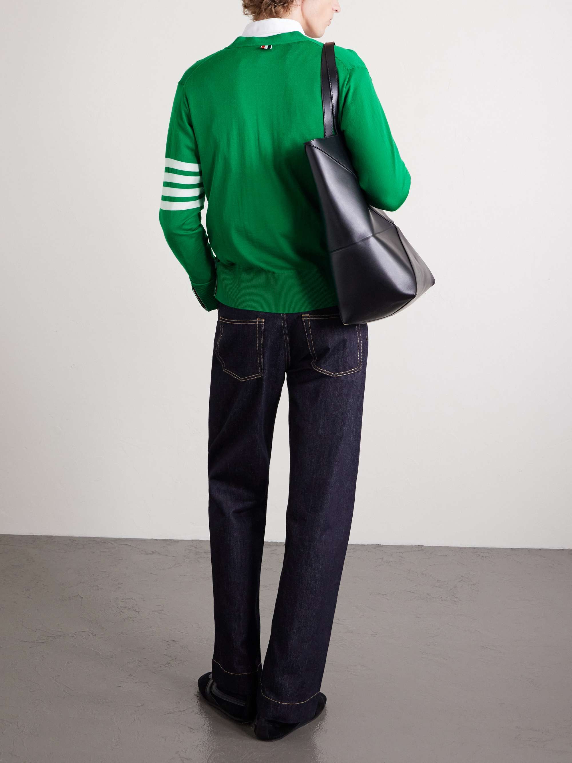 THOM BROWNE Striped Wool Cardigan