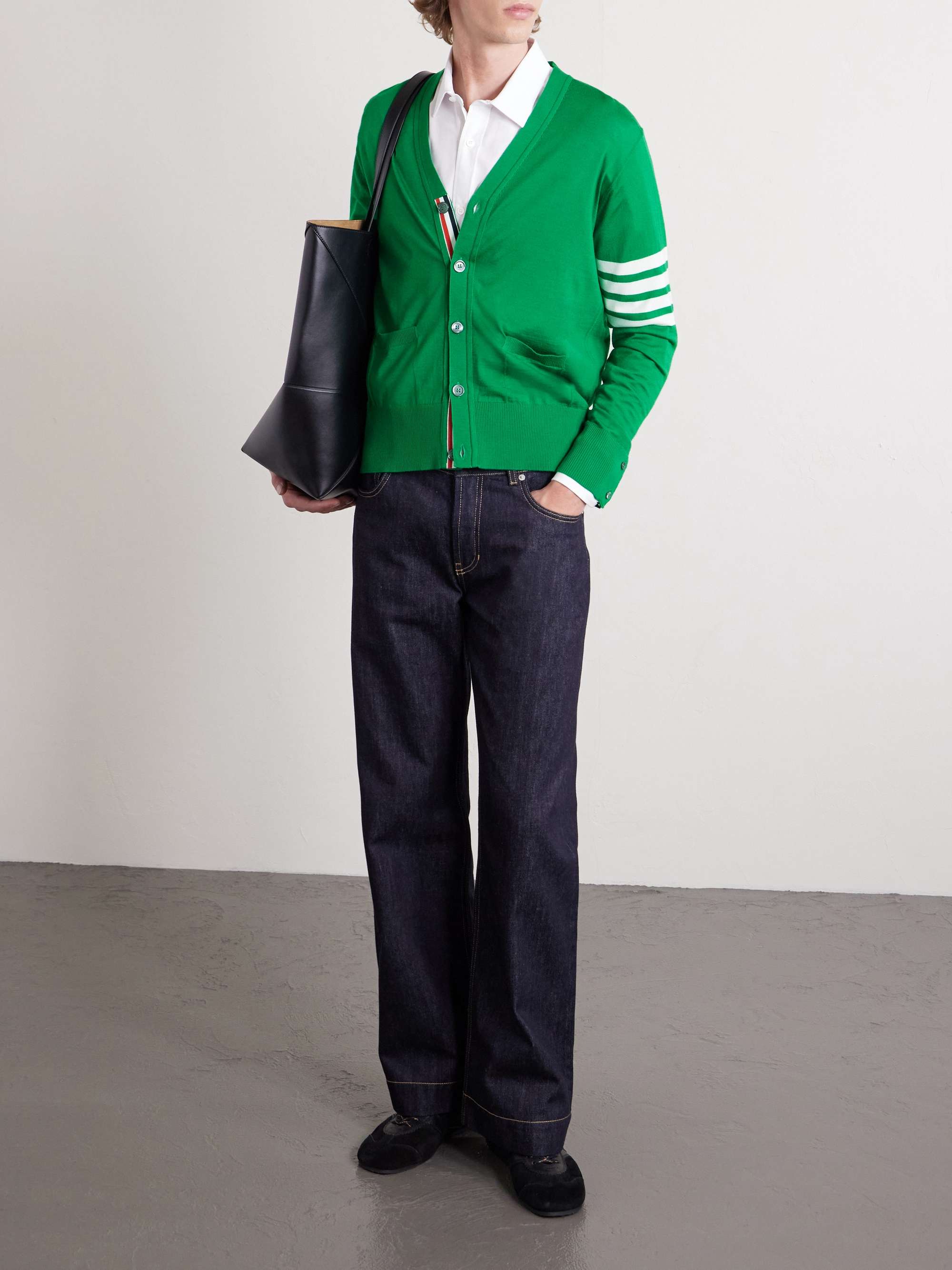 THOM BROWNE Striped Wool Cardigan