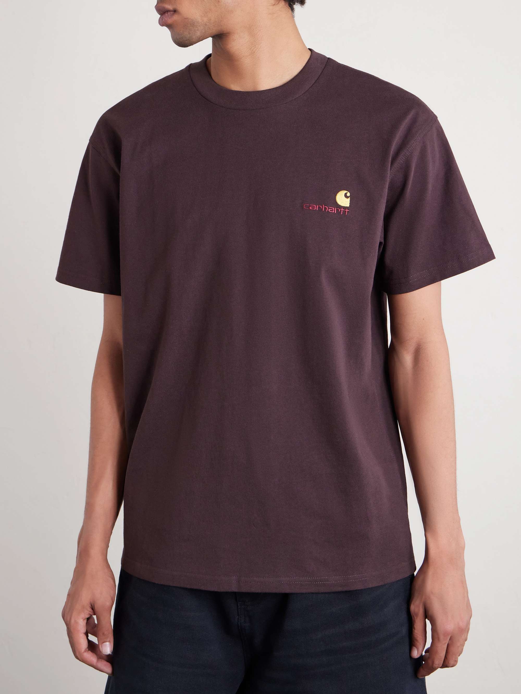 CARHARTT WIP تي شيرت American Script من قطن الجيرسي العضوي مطرّز بشعار العلامة